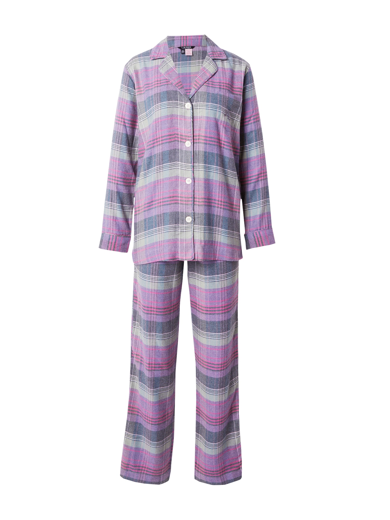 Lauren Ralph Lauren Pyžamo  svetlozelená / tmavozelená / svetlofialová / biela