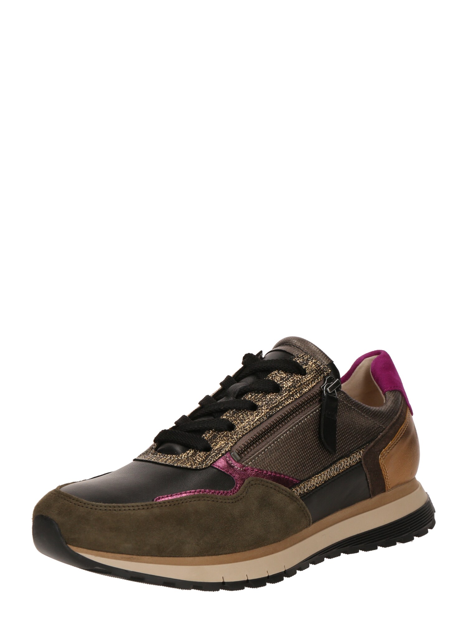GABOR Sneaker low  maro închis / auriu / fucsia / negru