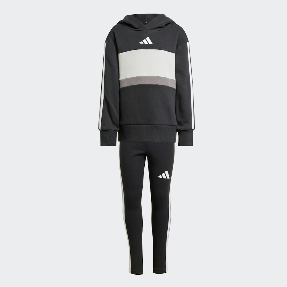 ADIDAS SPORTSWEAR Trainingsanzug Mädchen Größe 110 grau / schwarz / weiß