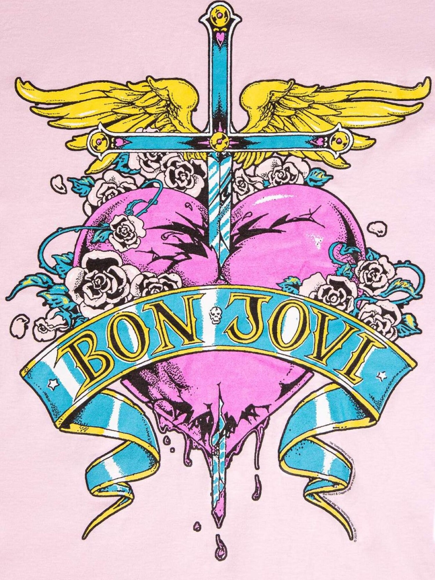 Bon Jovi Camiseta 'Bon Jovi Heart Vintage T-Shirt'  rosa – imagen 4