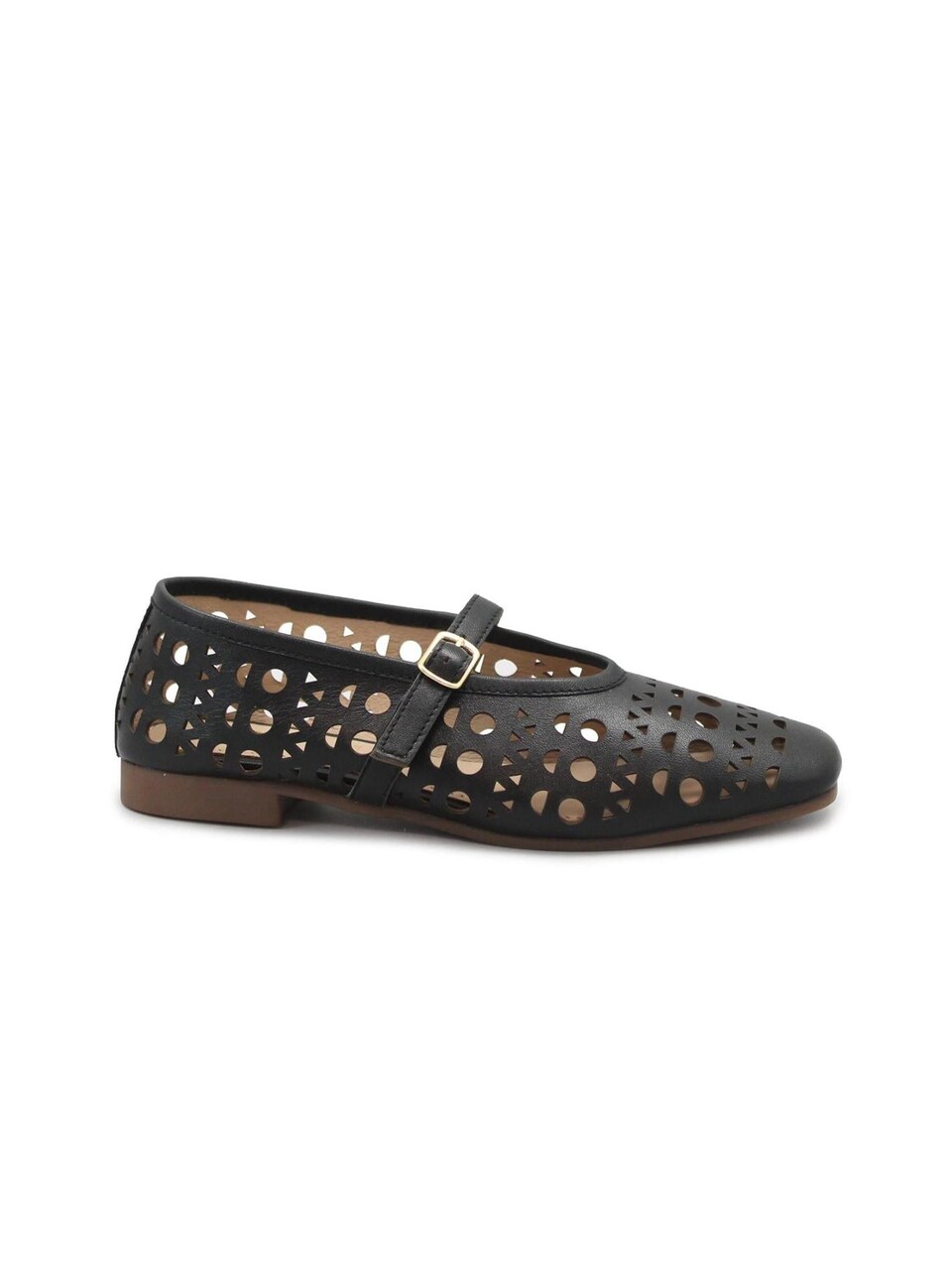 Ballerina 'KEYS 12150 nero black scarpe donna ballerina cinturino forata pelle'