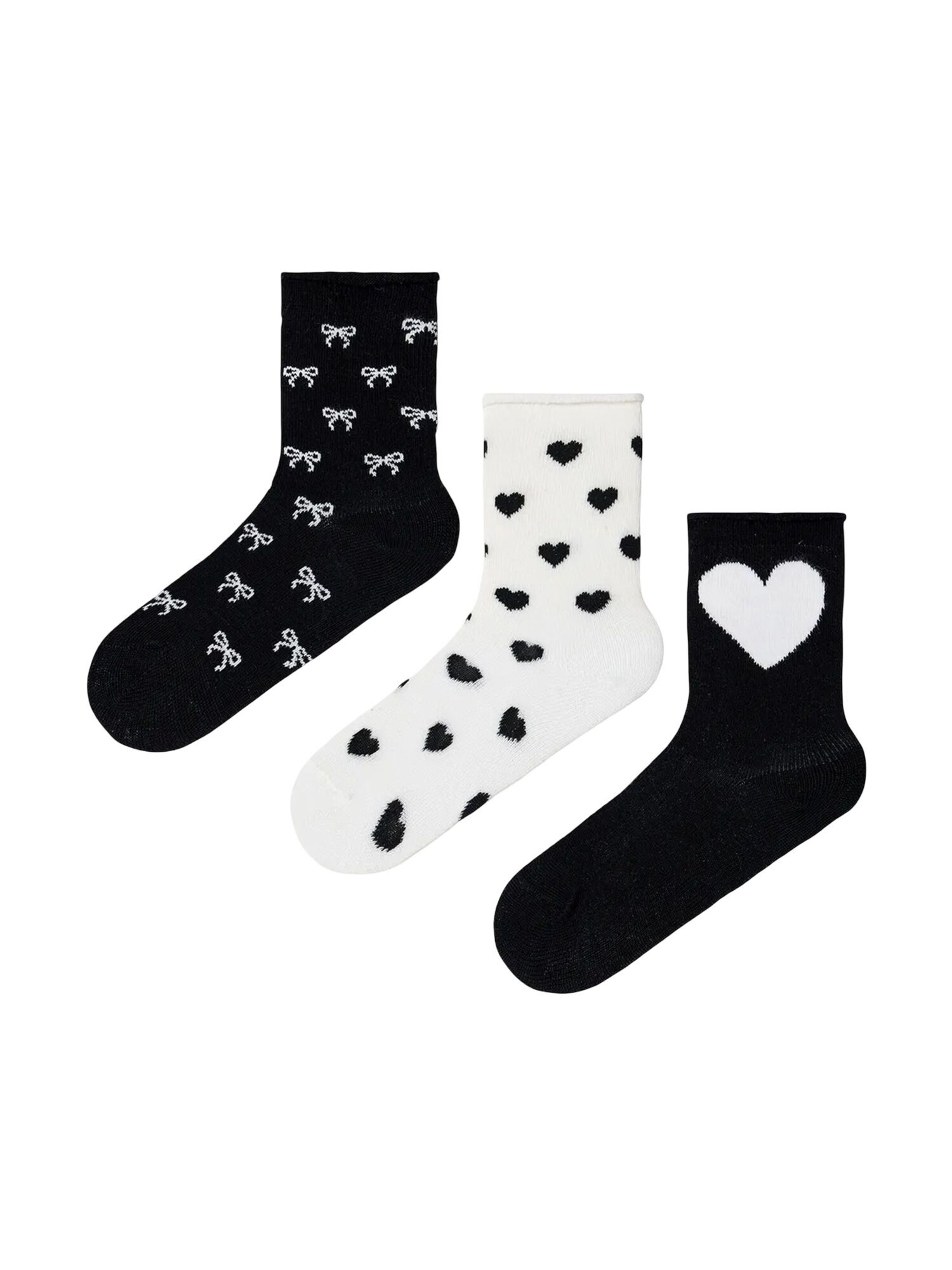 Penti Čarape 'PENTI Love Bows Bow 4er-Pack Knöchelsocken' crna / bijela