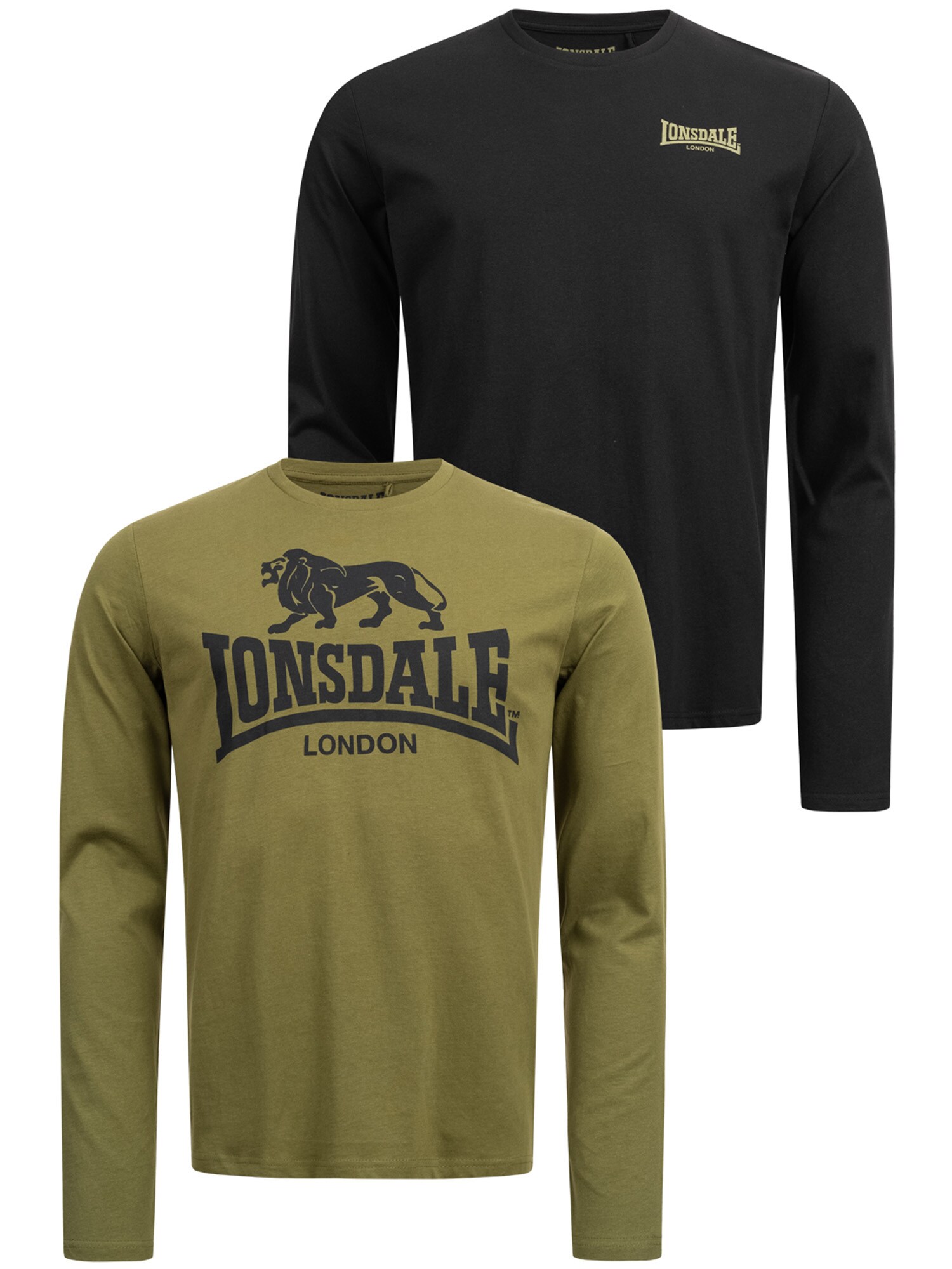LONSDALE Tricou 'Ayrshire'  kaki / negru