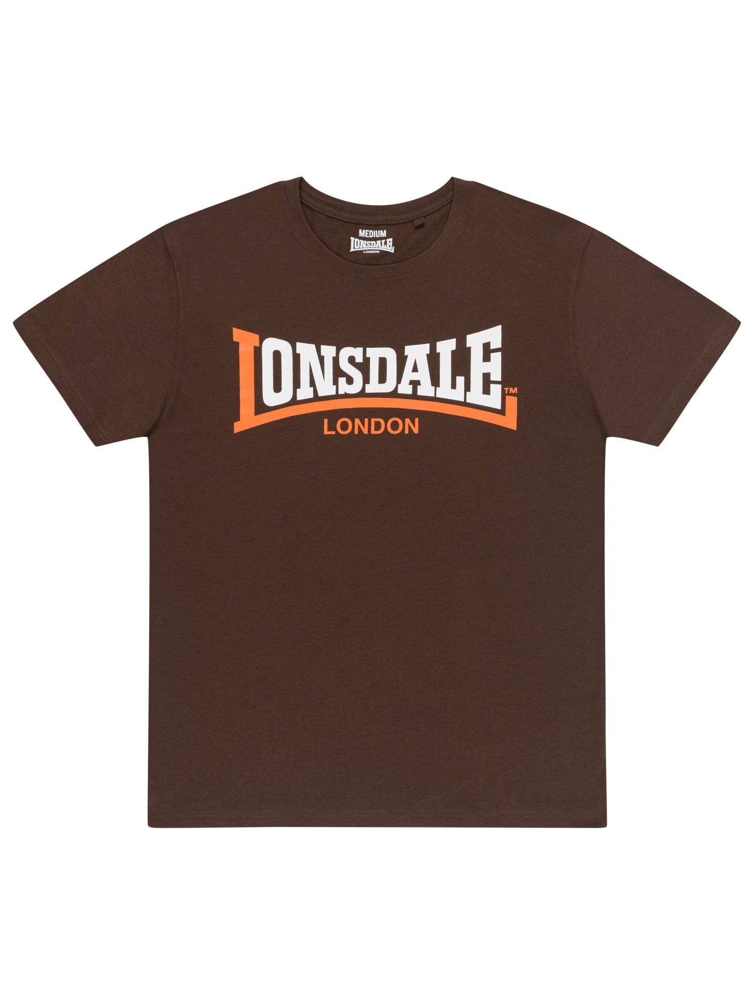 LONSDALE Majica smeđa / narančasta / bijela