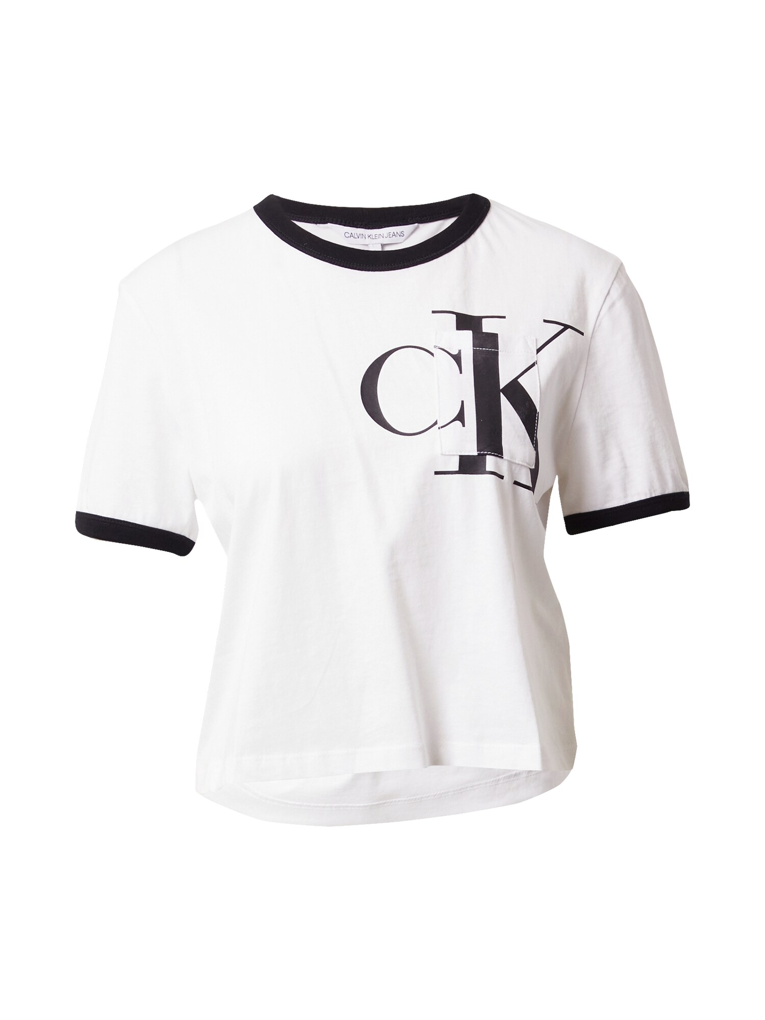 Calvin Klein Jeans Marškinėliai  balta / juoda