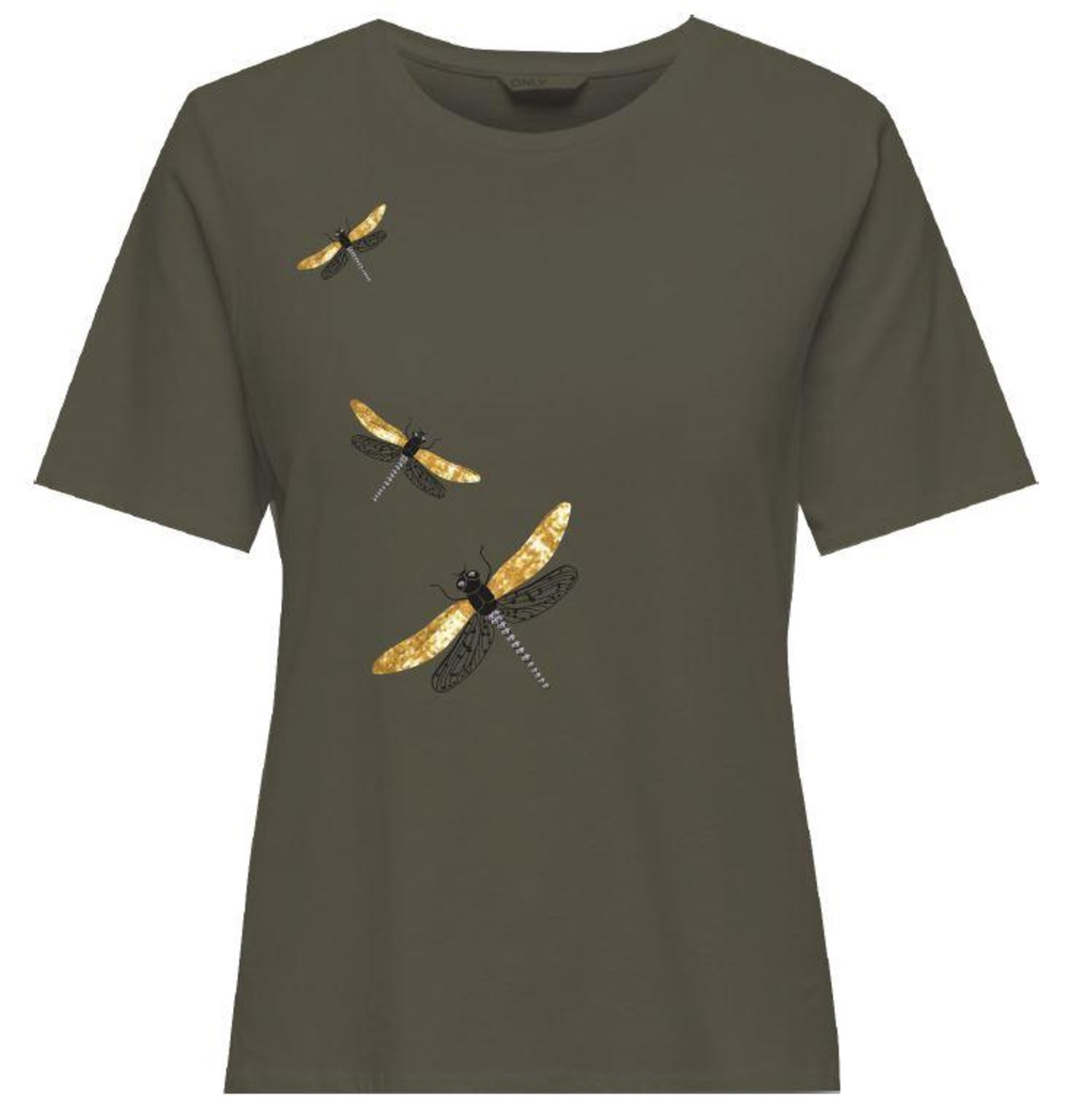 ONLY Marškinėliai 'KITA' auksas / alyvuogių spalva / juoda