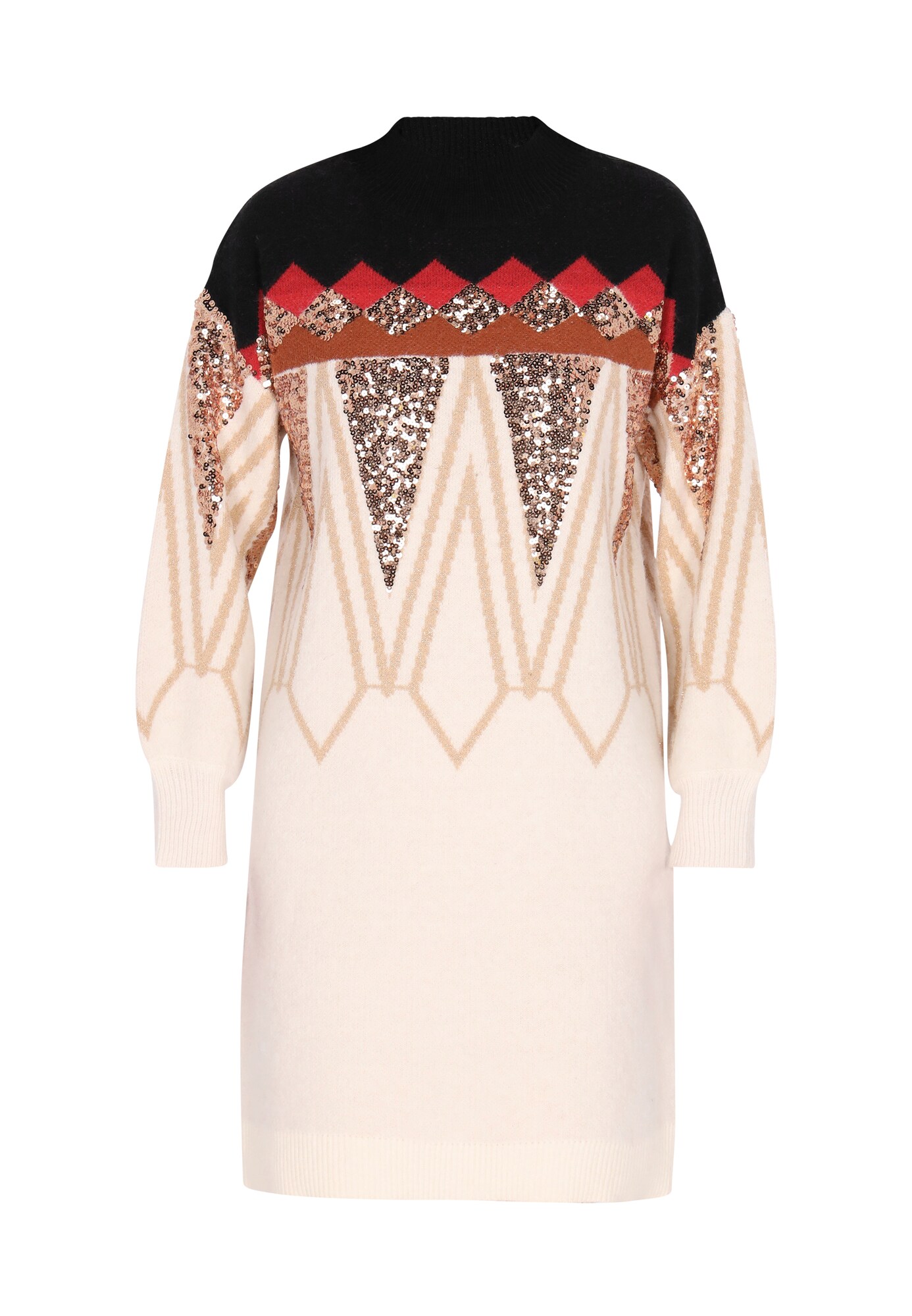 IZIA Rochie tricotat  bej / auriu / roșu / negru