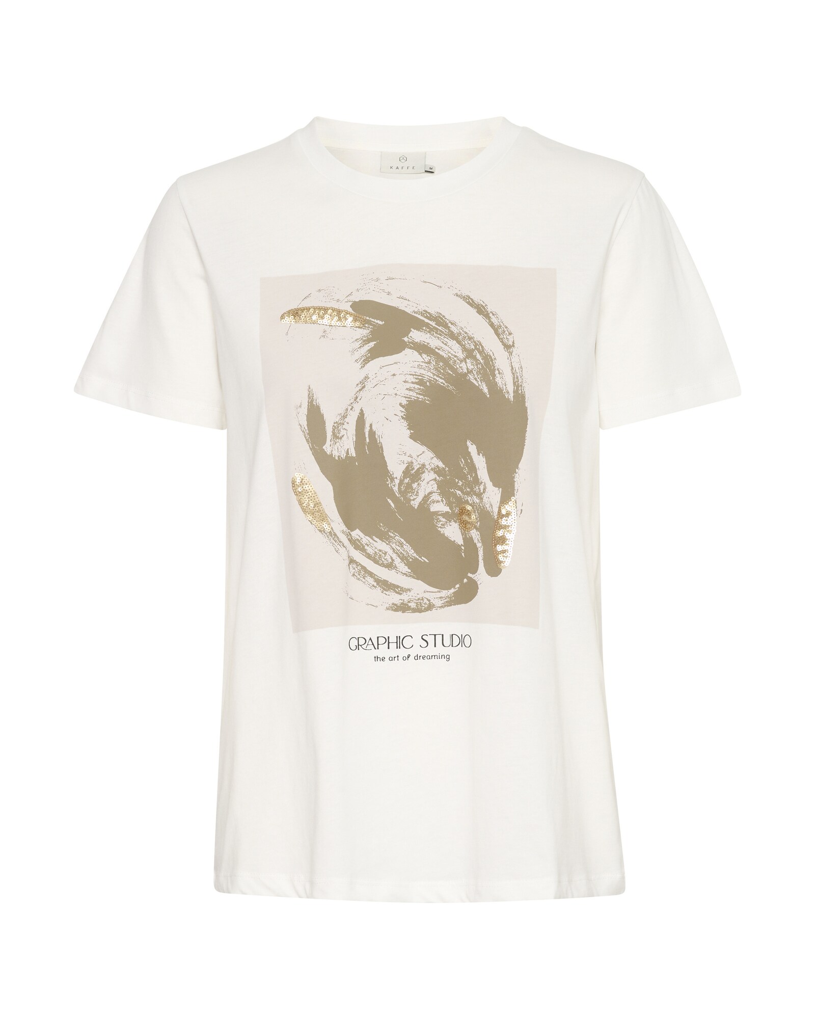 Kaffe Tricou Polly  bej / alb