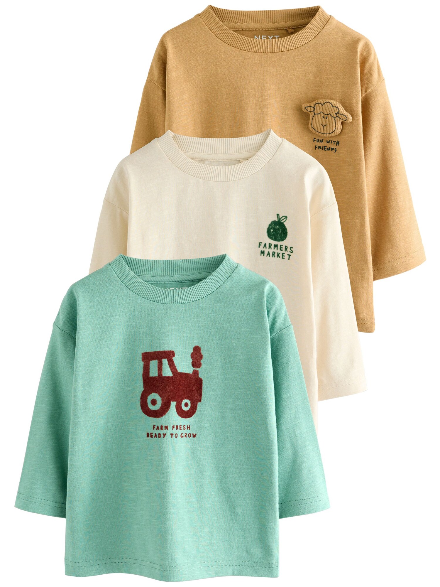 Next Tricou  nisipiu / verde pastel / alb