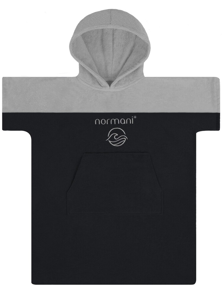 normani Badeponcho 'Puwai' Jungen Größe 152 grau / schwarz
