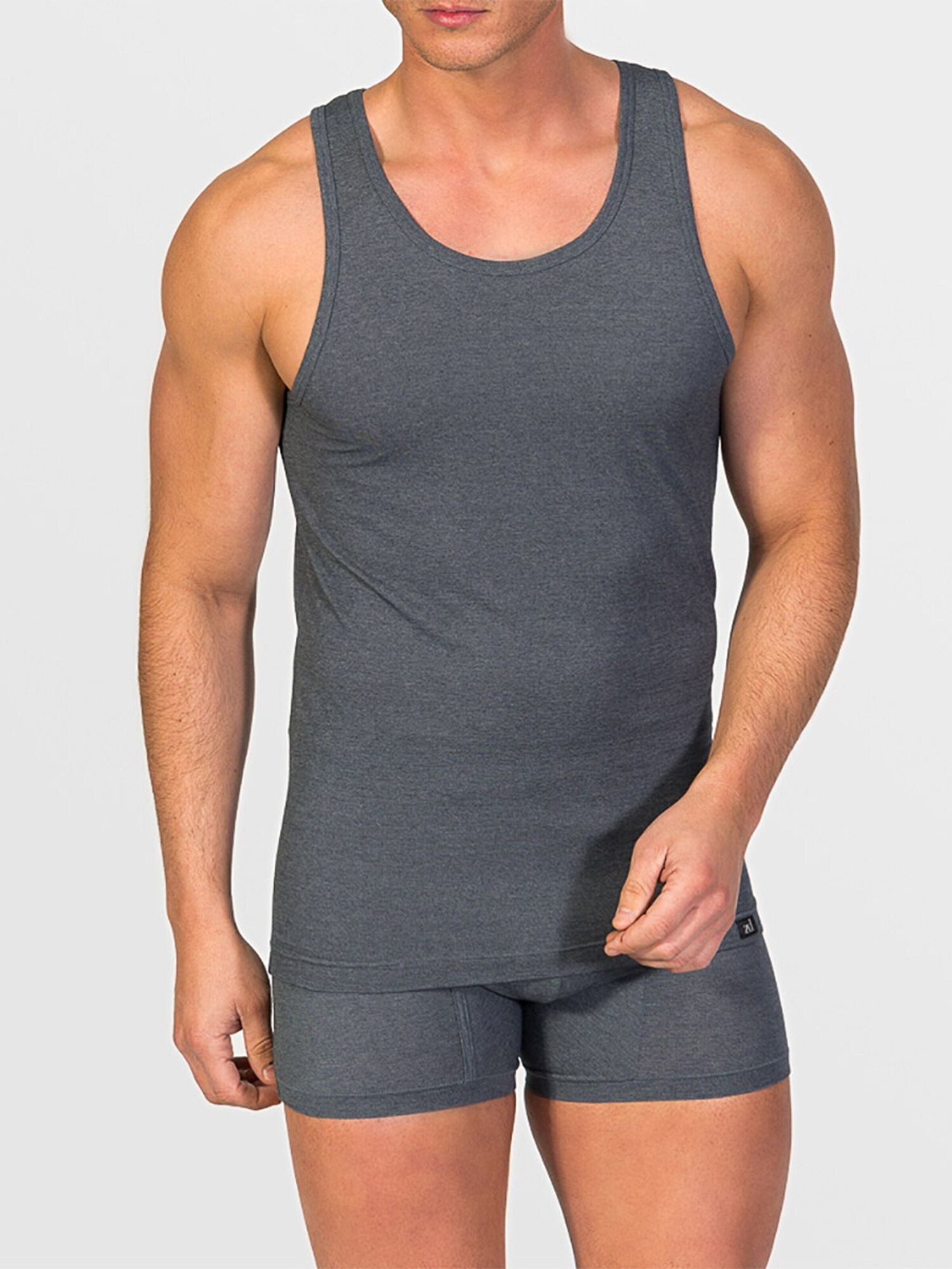 zd ZERO DEFECTS Camiseta térmica 'Tank top Egyptian cotton'  gris oscuro