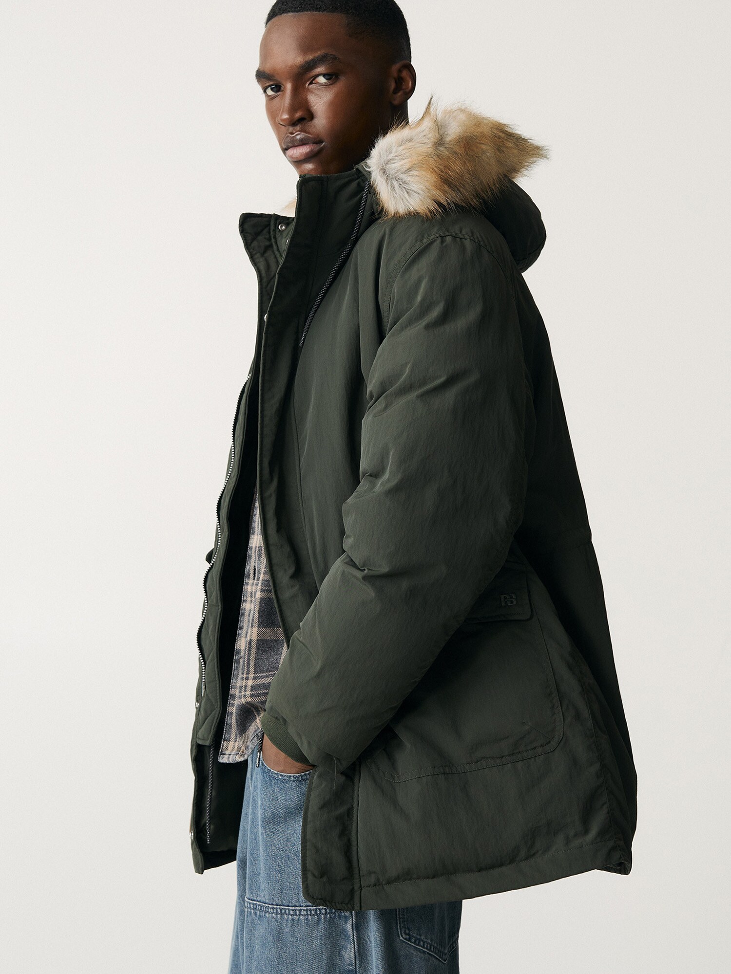 Pull&Bear Téli parka  zöld termék 2. képe