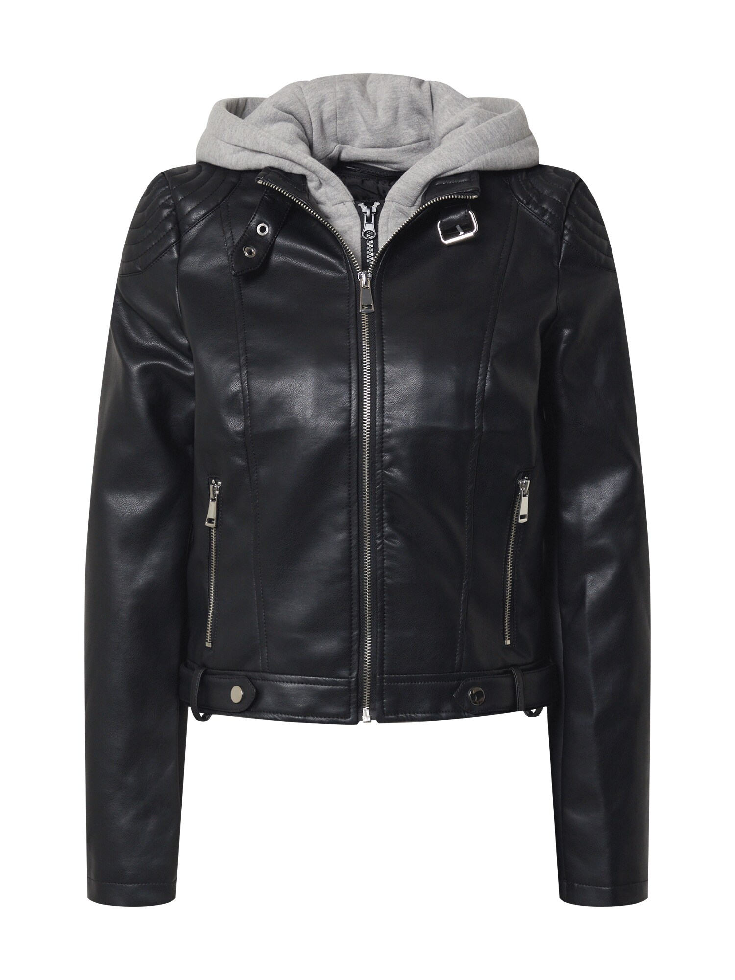 VERO MODA Demisezoninė striukė  šviesiai pilka / juoda