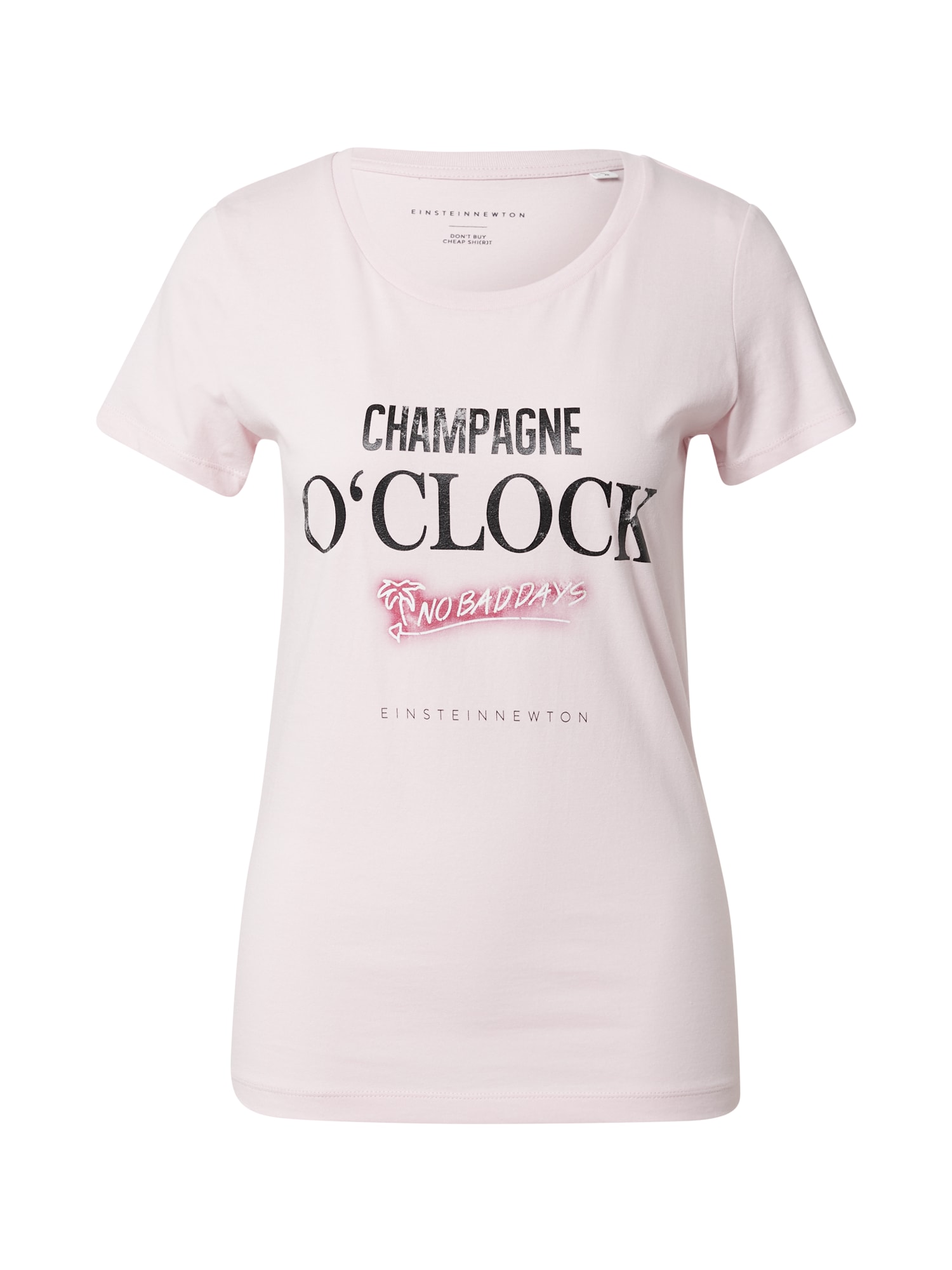 EINSTEIN & NEWTON Marškinėliai 'Champagne O´clock' rožinė / rožių spalva / juoda