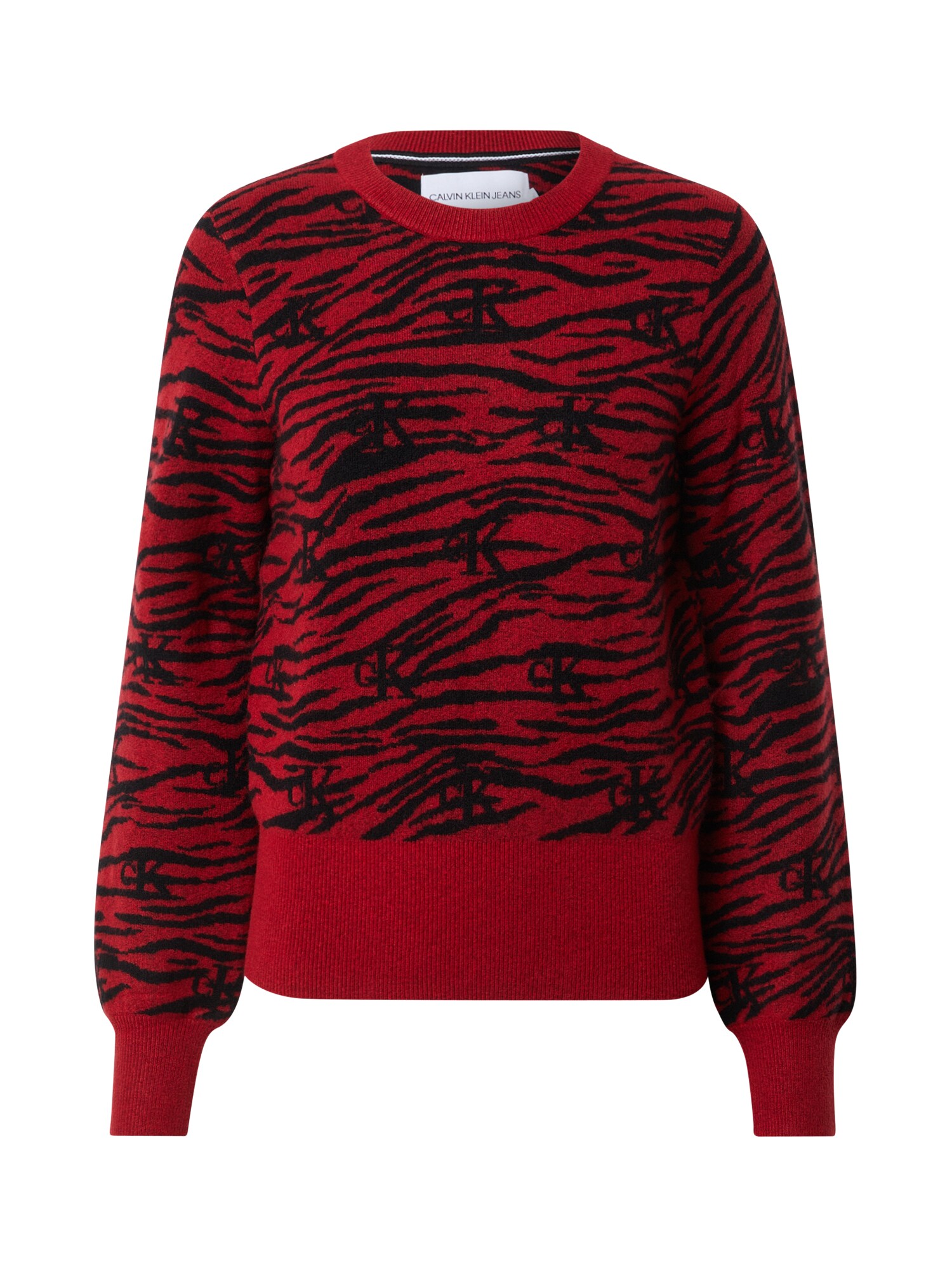 Calvin Klein Jeans Megztinis 'ZEBRA'  juoda / raudona