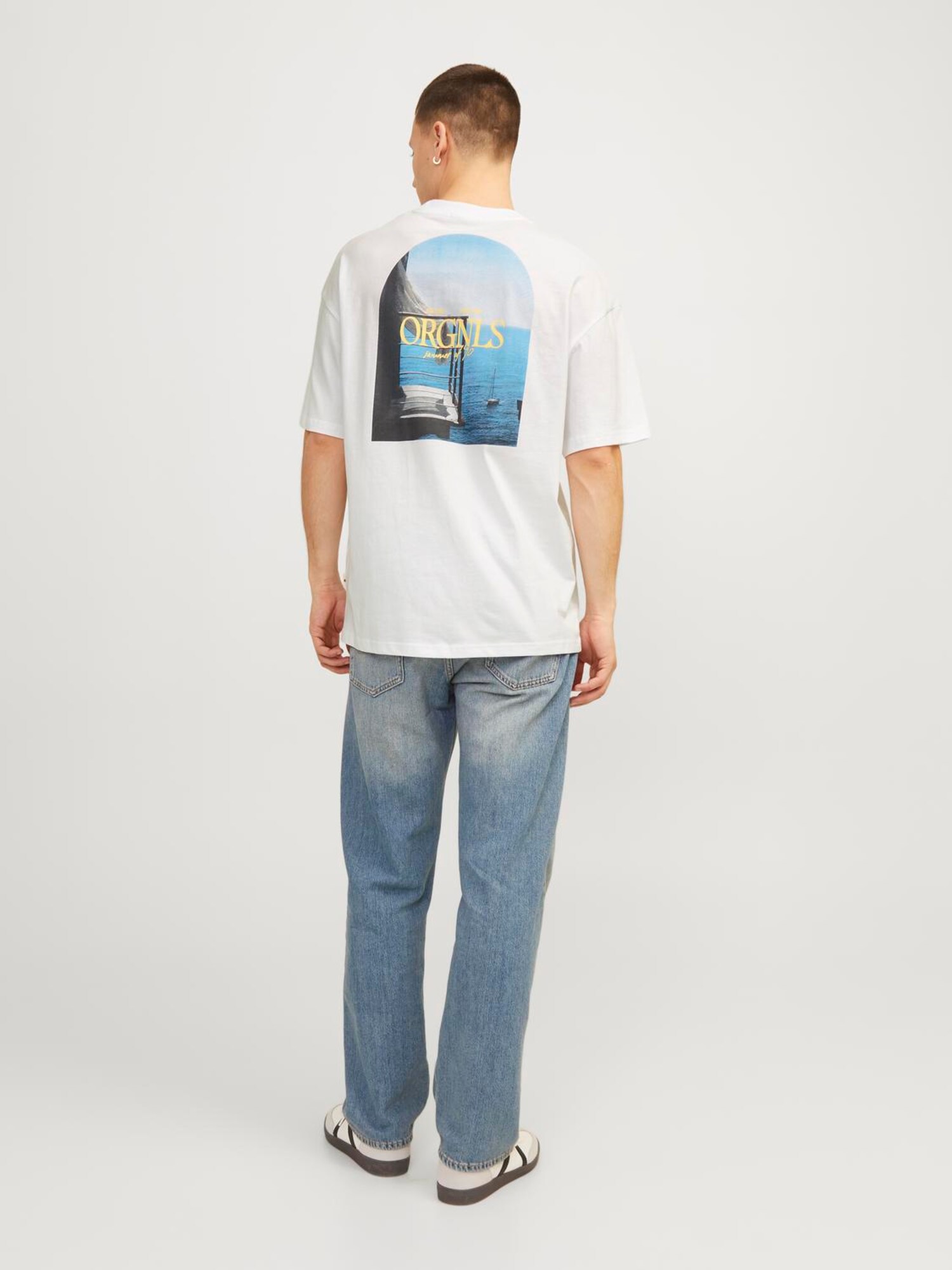 JACK & JONES Póló 'NOTO'  kék / világos sárga / fekete / fehér termék 2. képe