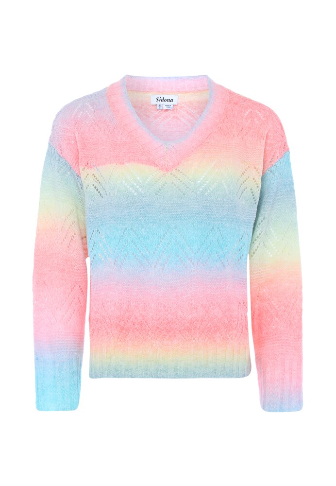 Sidona Pullover Damen Größe XL/XXL himmelblau / pastellgelb / pitaya