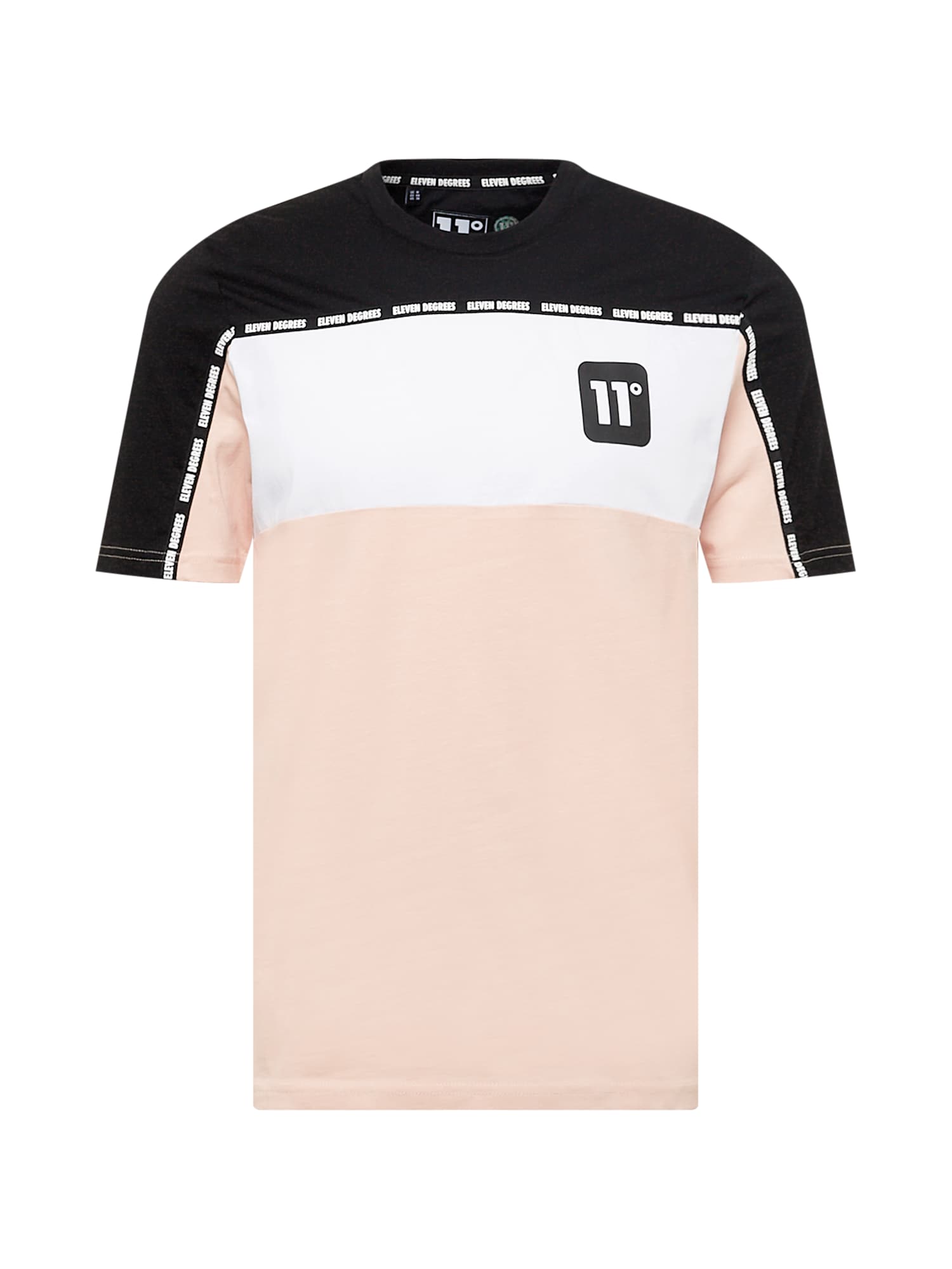 11 Degrees Marškinėliai juoda / rožių spalva / balta