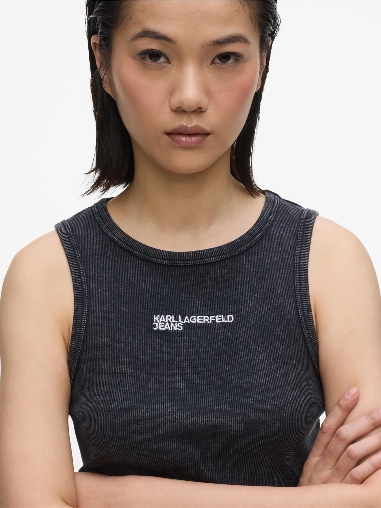 KARL LAGERFELD JEANS Top negro / blanco – imagen 12