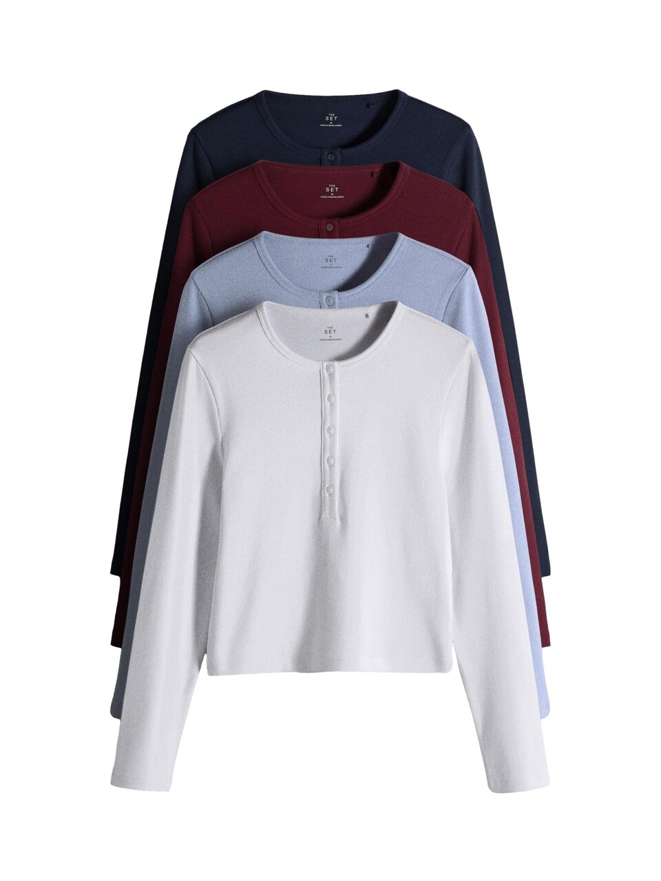 T-shirt marinblå / duvblå / burgunder