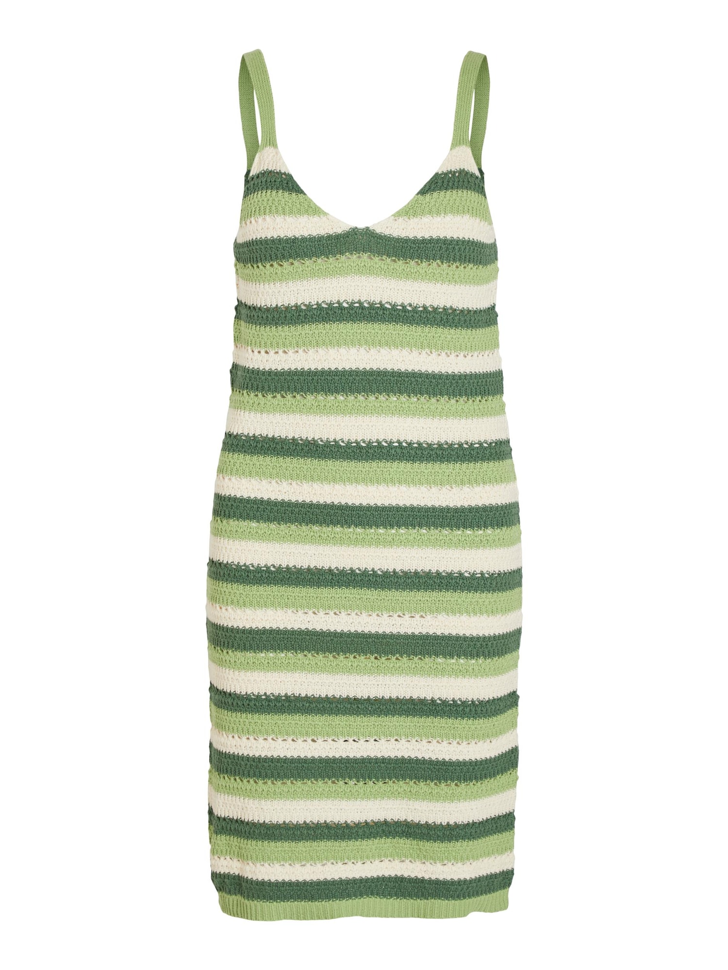 VILA Плетена рокля 'Kea'  ябълка / тъмнозелено / бяло