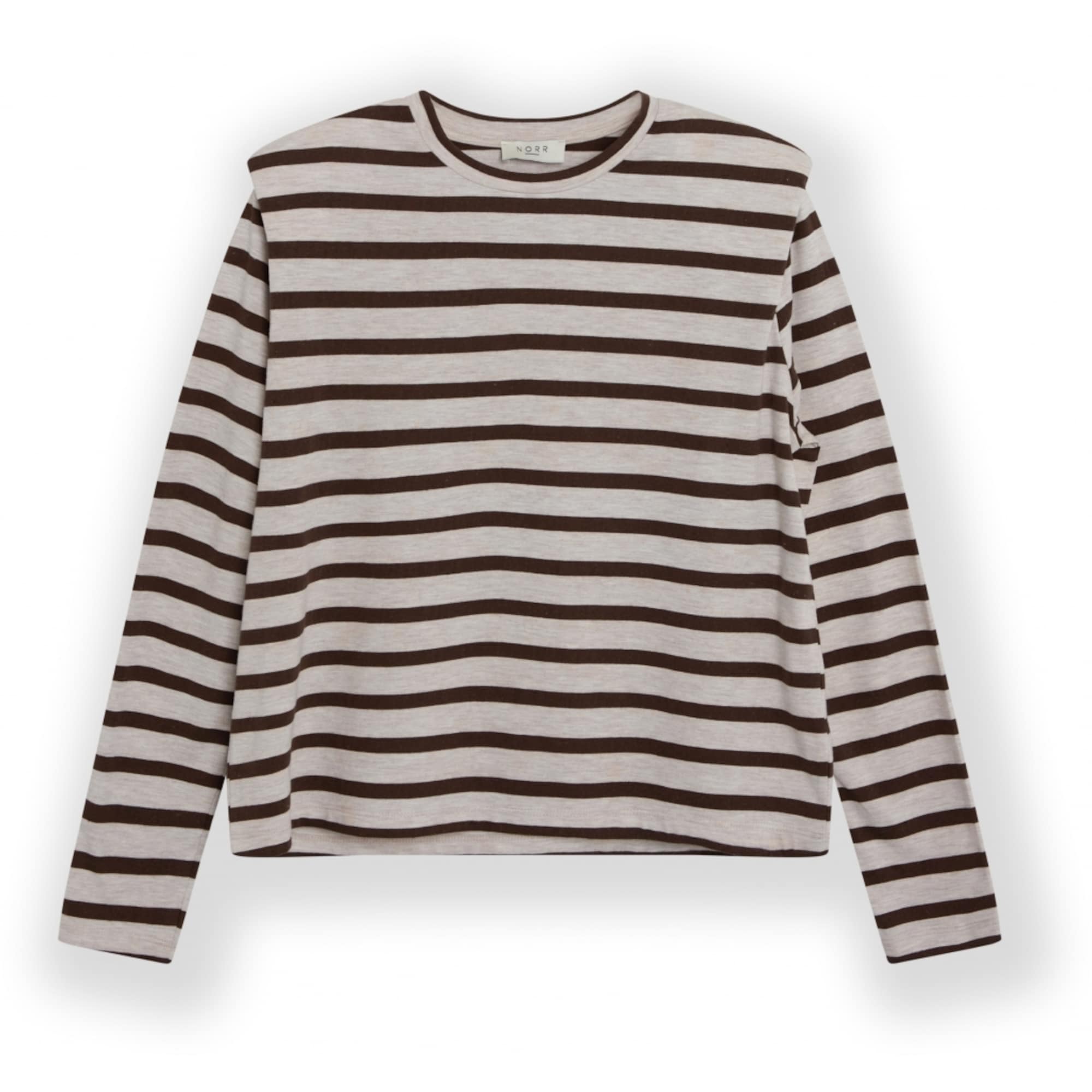 NORR Marškinėliai 'Payton' margai pilka / šokolado spalva