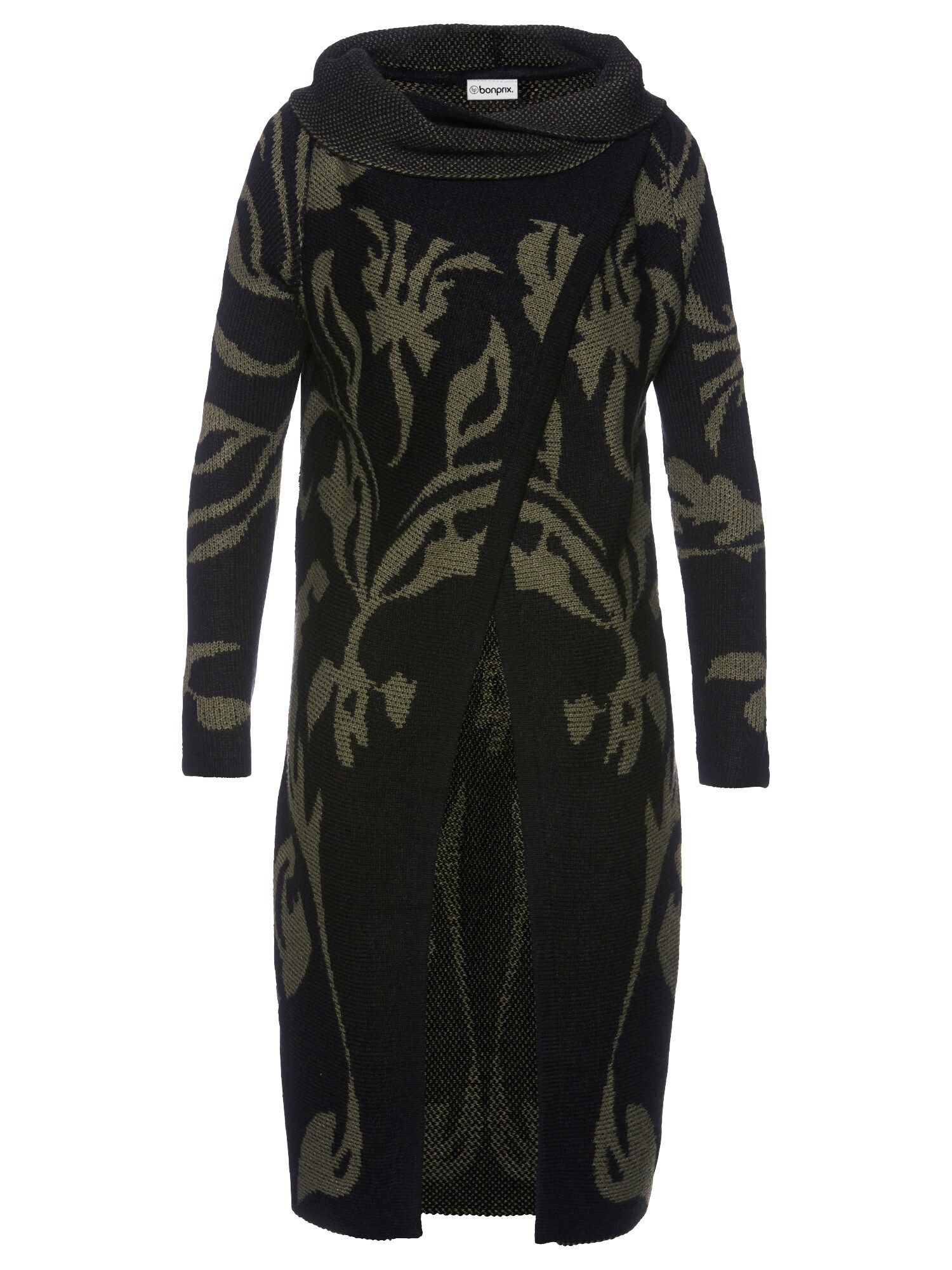 bonprix Palton tricotat verde / negru