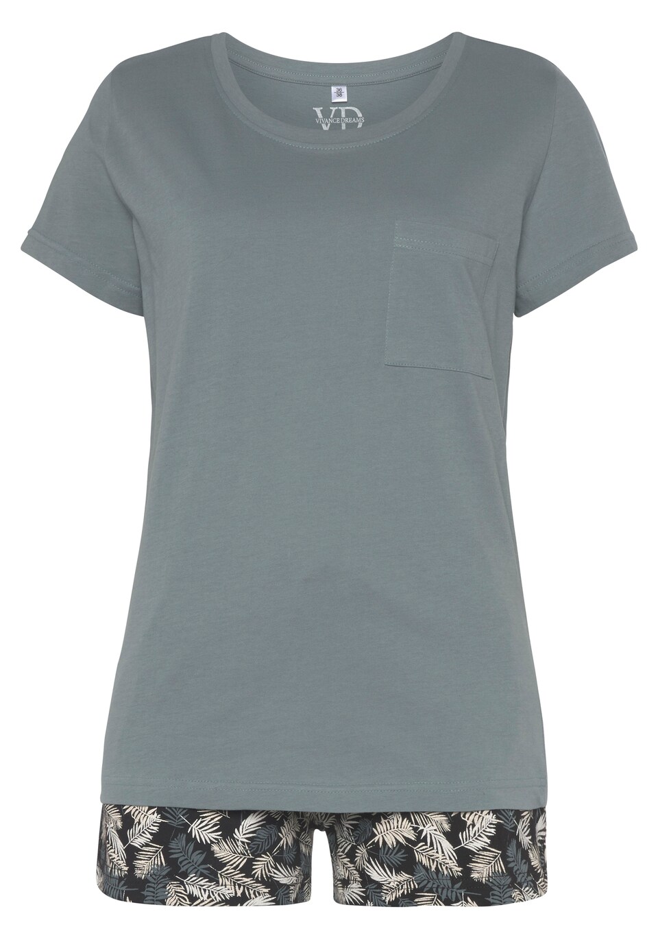 Kort pyjamas 'Dreams' beige / grön