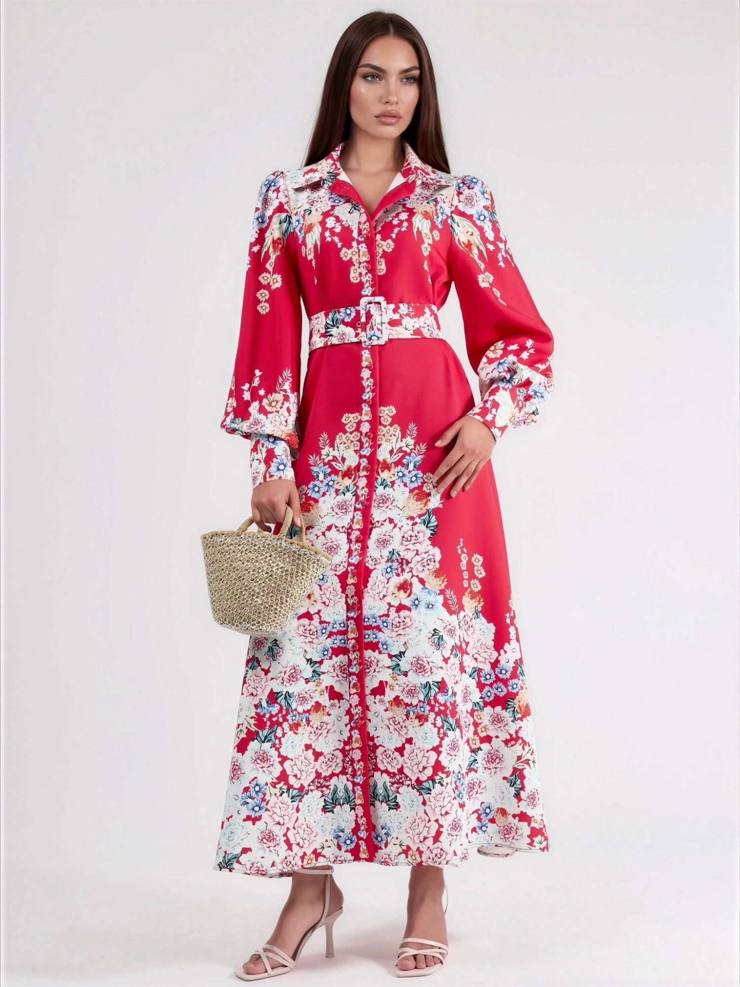 MSN Collection Abito  rosso / bianco