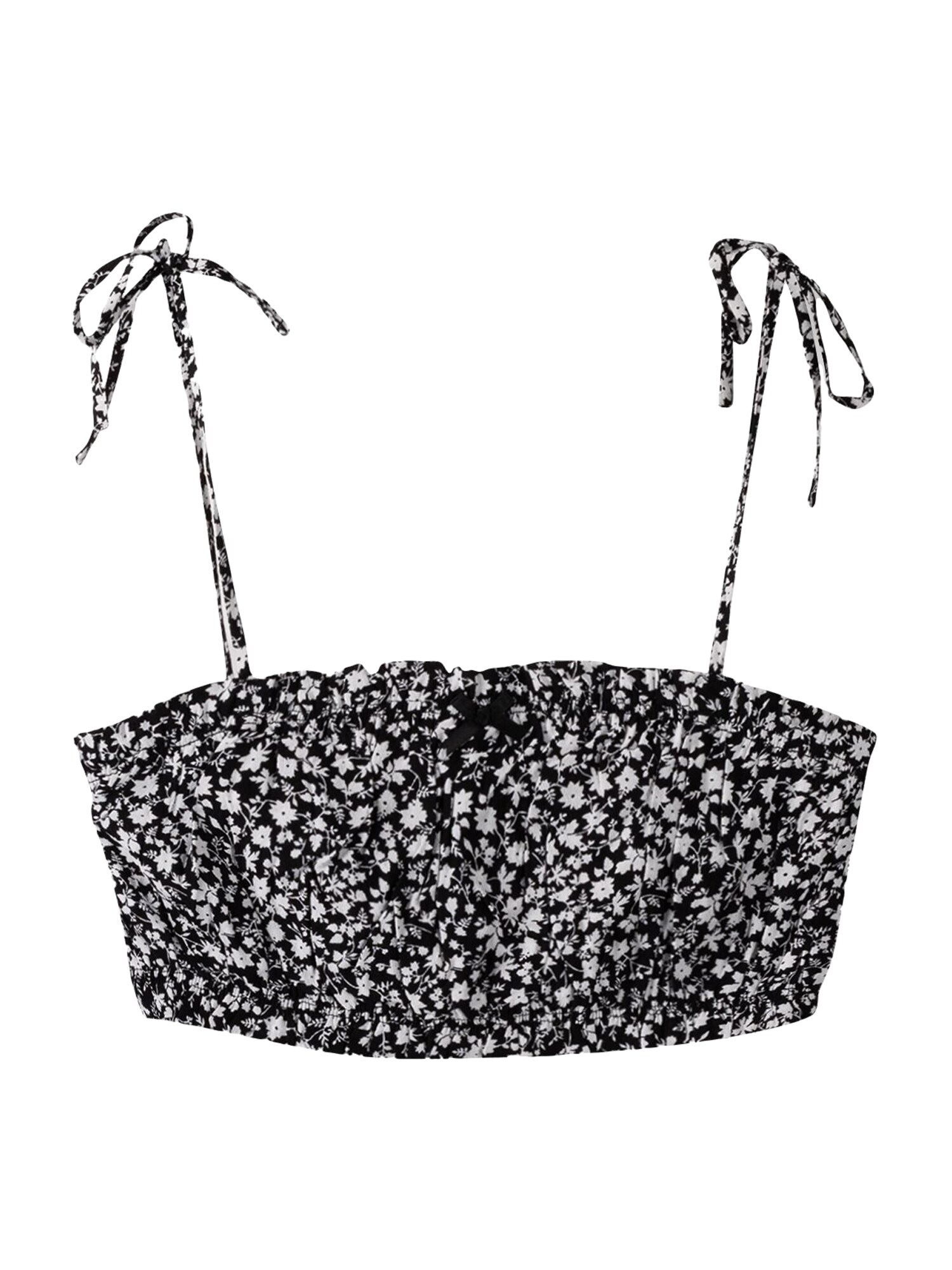 Bershka Top  negru / alb