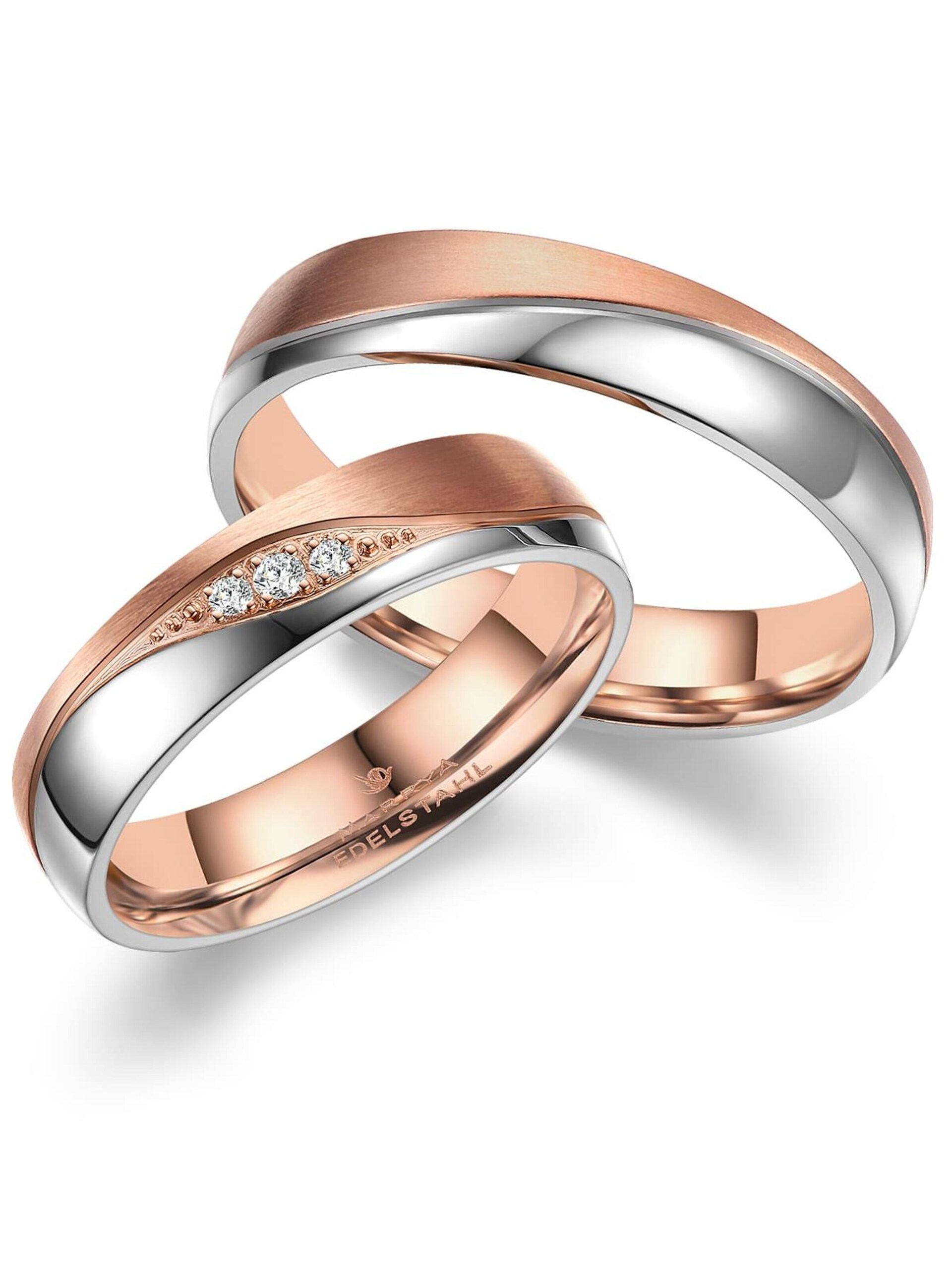 MARRYA Ring 'MARRYA ES-35 Ehering aus Edelstahl Silberfarben & Rosé' dam