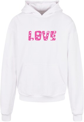 Merchcode Sweatshirt ‘Valentines Day – Flowers Love’ Lichtroze / Wit