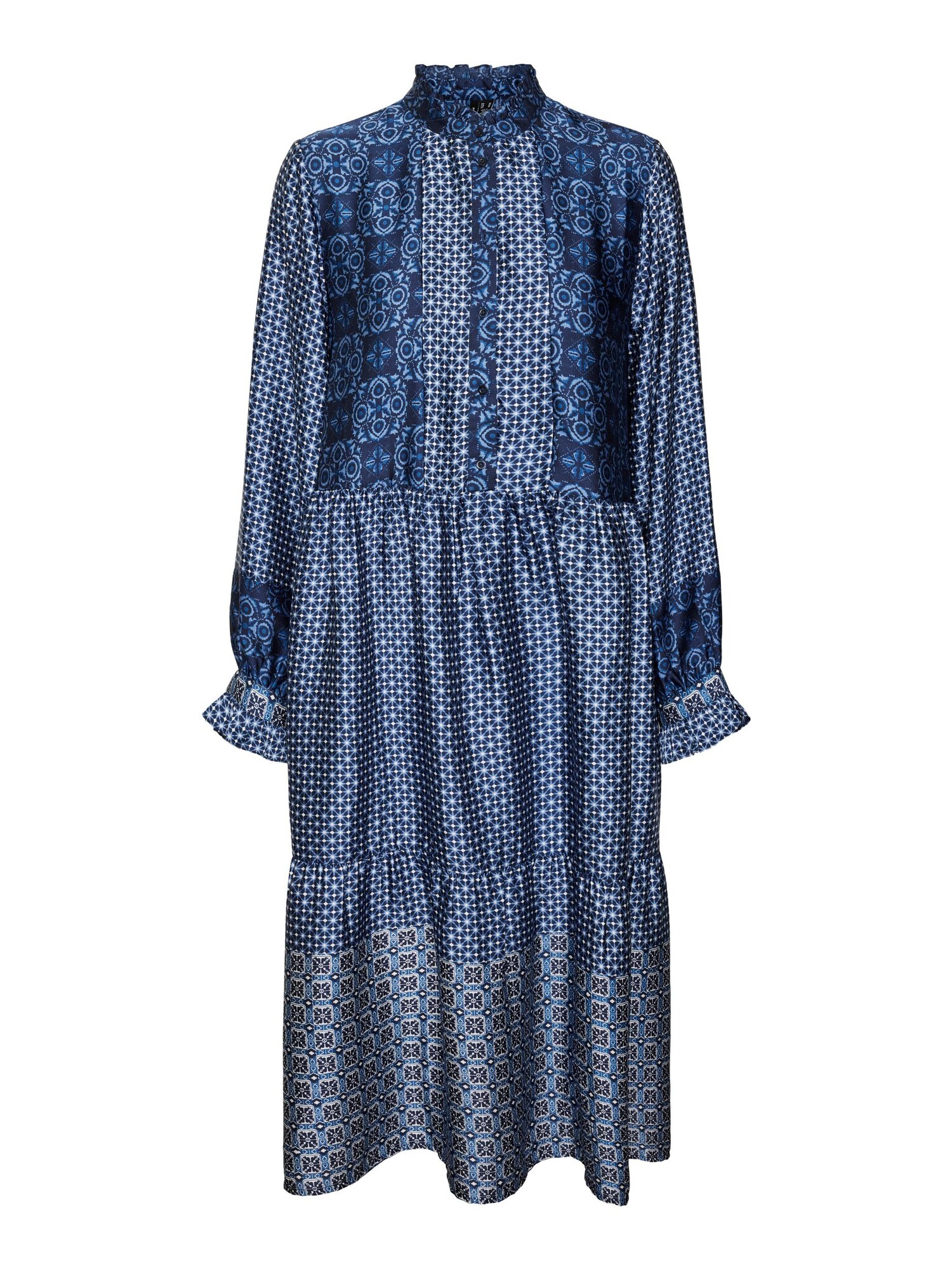 VERO MODA Košeľové šaty 'LEVI'  námornícka modrá / biela / šedobiela