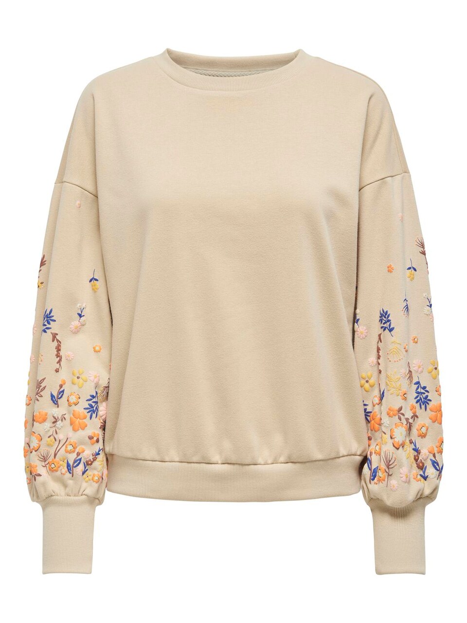 Sweatshirt 'ONLBrooke' ljusbeige / marinblå / brun