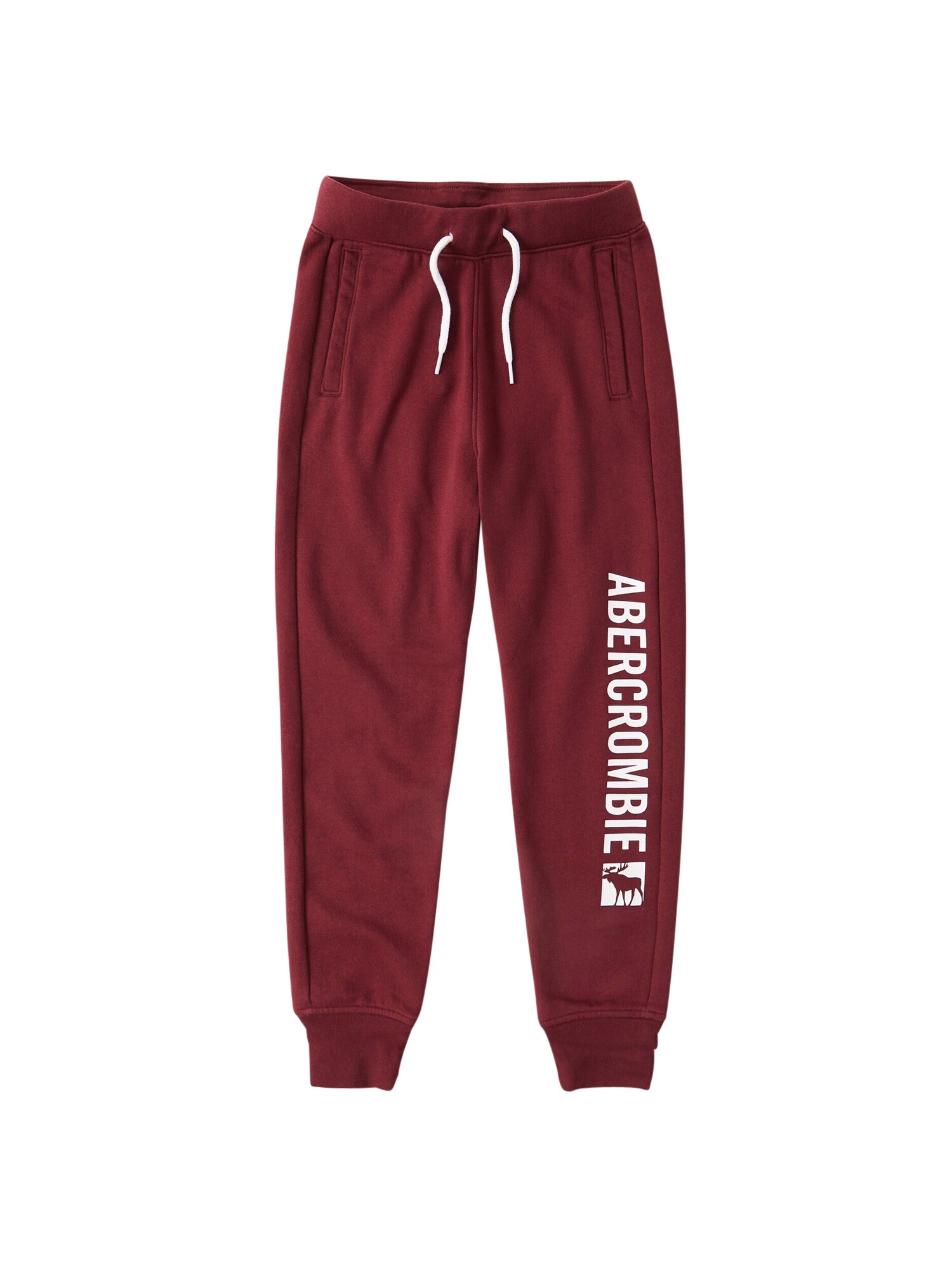 Abercrombie & Fitch Kelnės  burgundiško vyno spalva / balta
