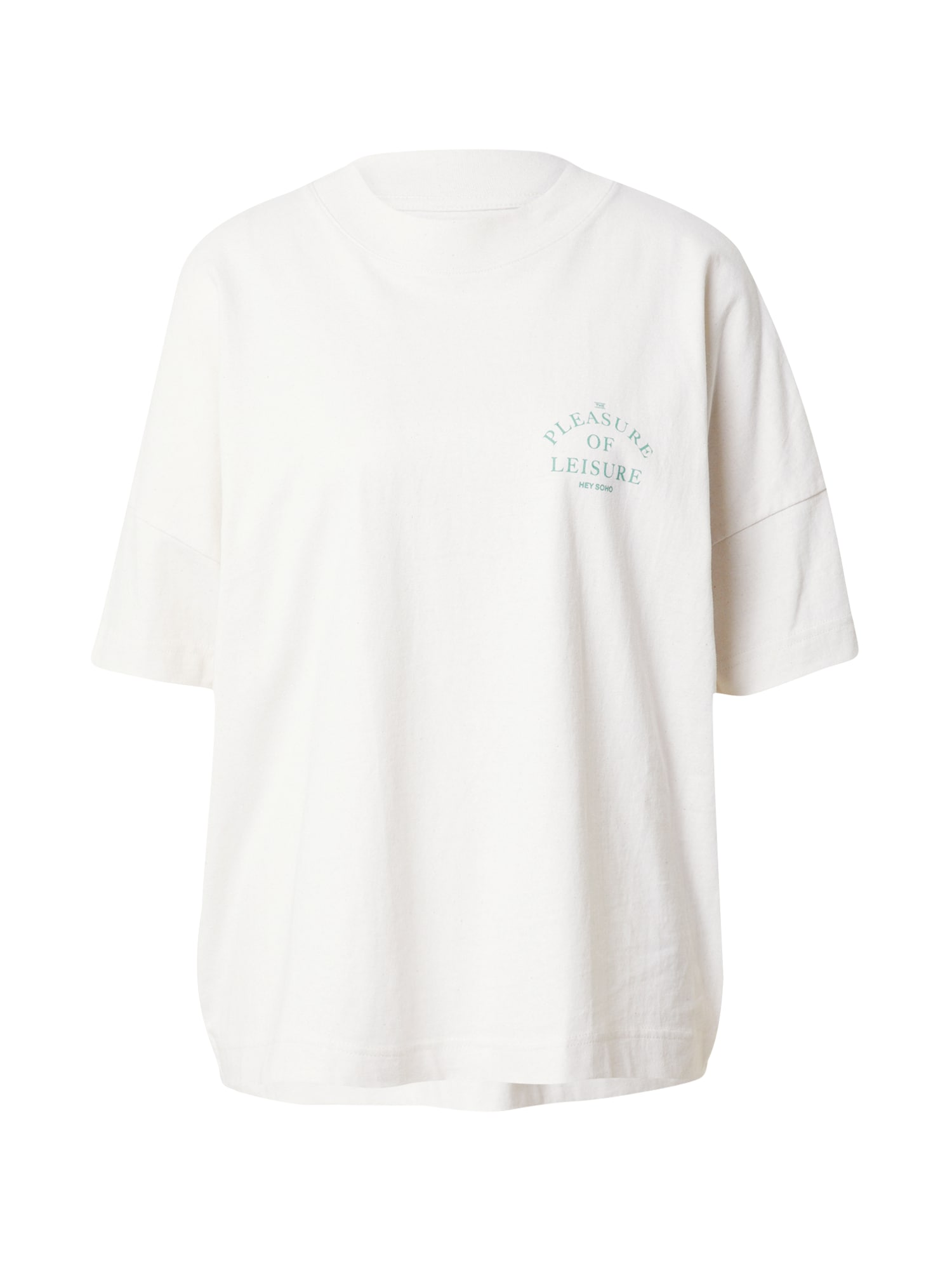 Hey Soho Laisvi marškinėliai 'PLEASURE OF LEISURE' žalia / balta
