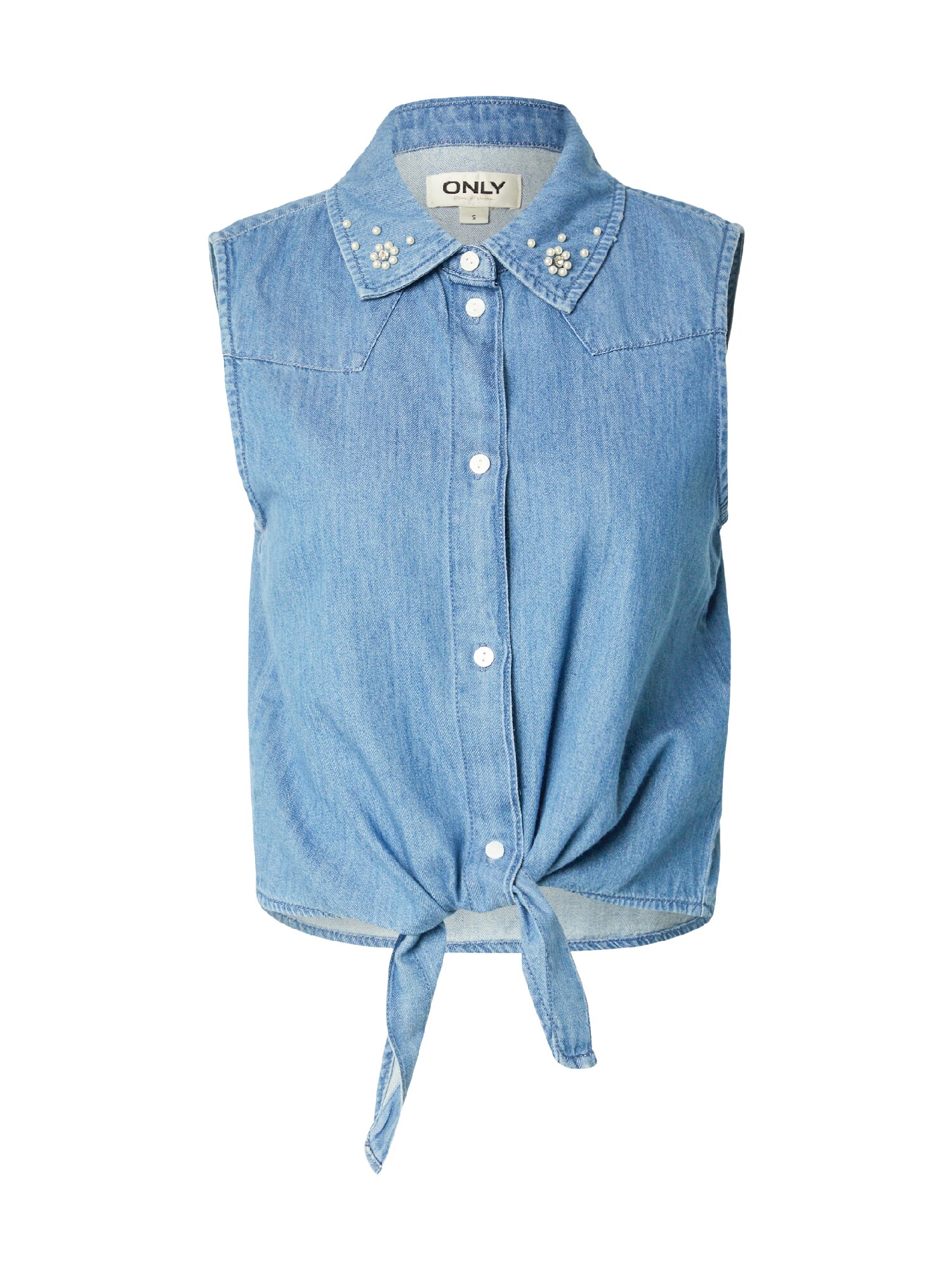 ONLY Bluză 'ONLBriar'  albastru denim / alb perlat