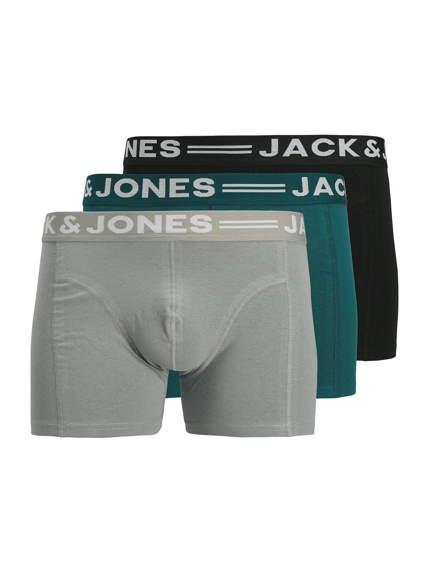 JACK & JONES Boxeri JJSense  albastru fumuriu / verde pin / negru / alb