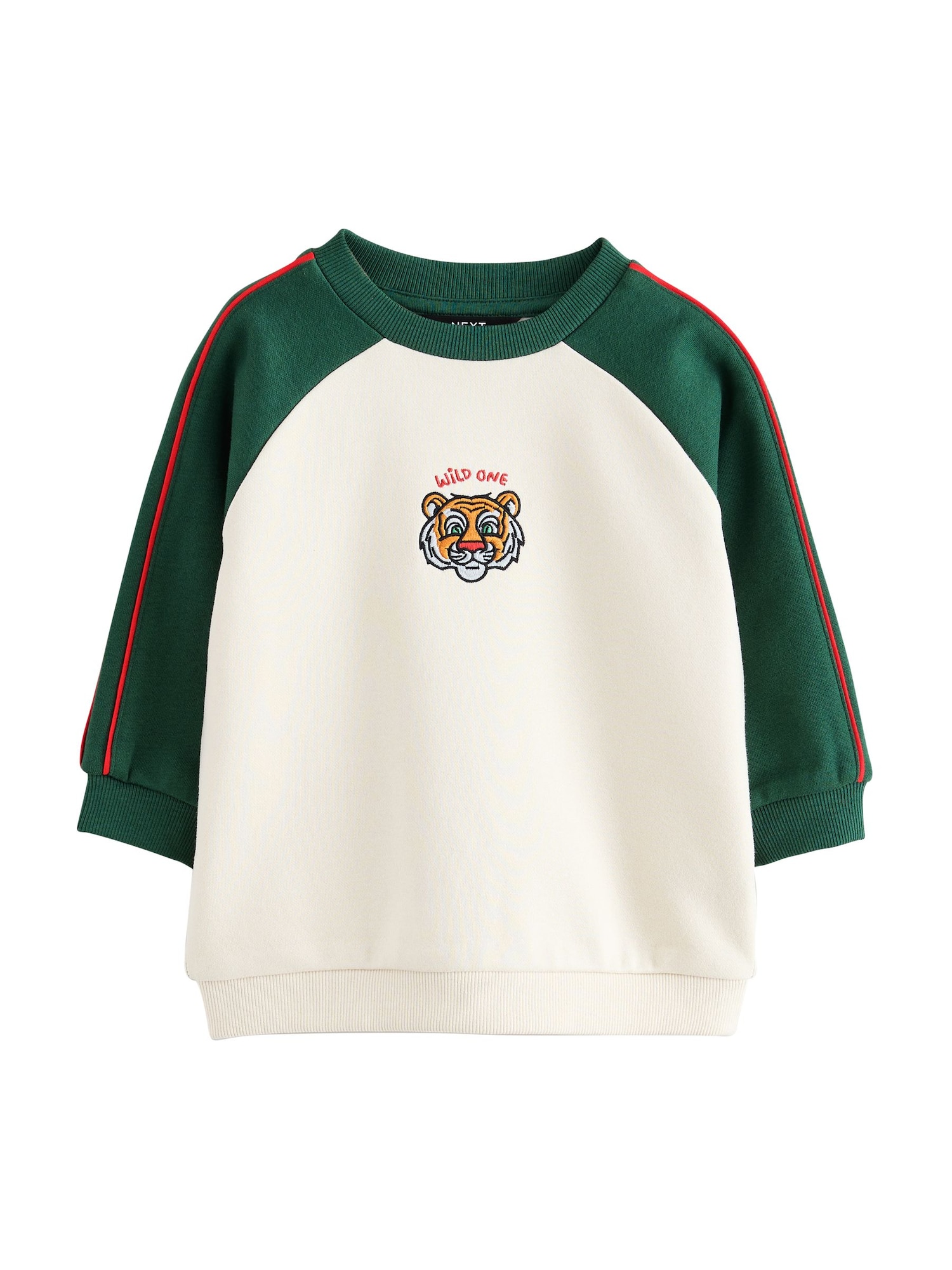 Next Sweatshirt Donkergroen / Knalrood / Zwart / Wit