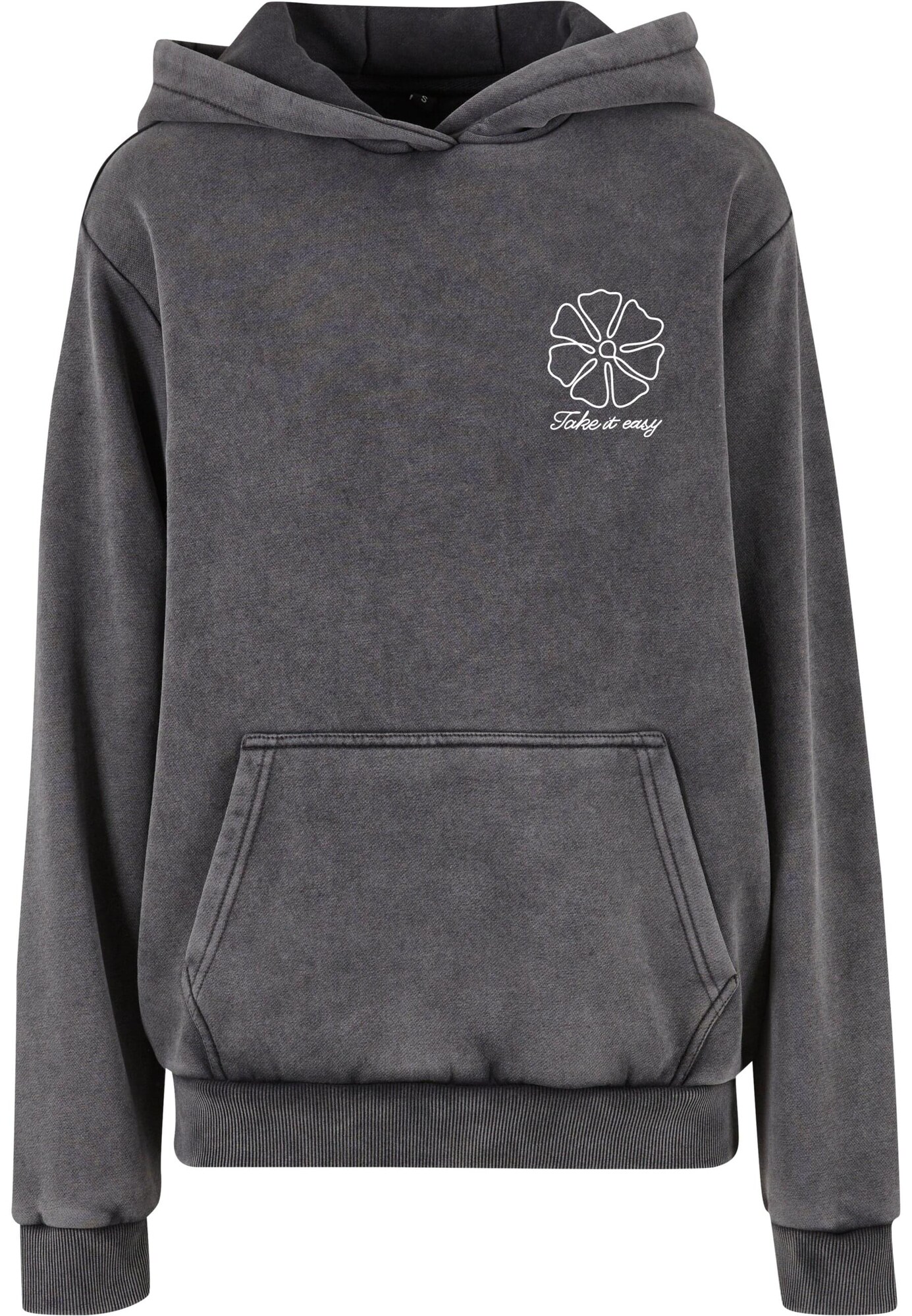 Miss Tee Bluză de molton One Line Flowers  gri denim / alb