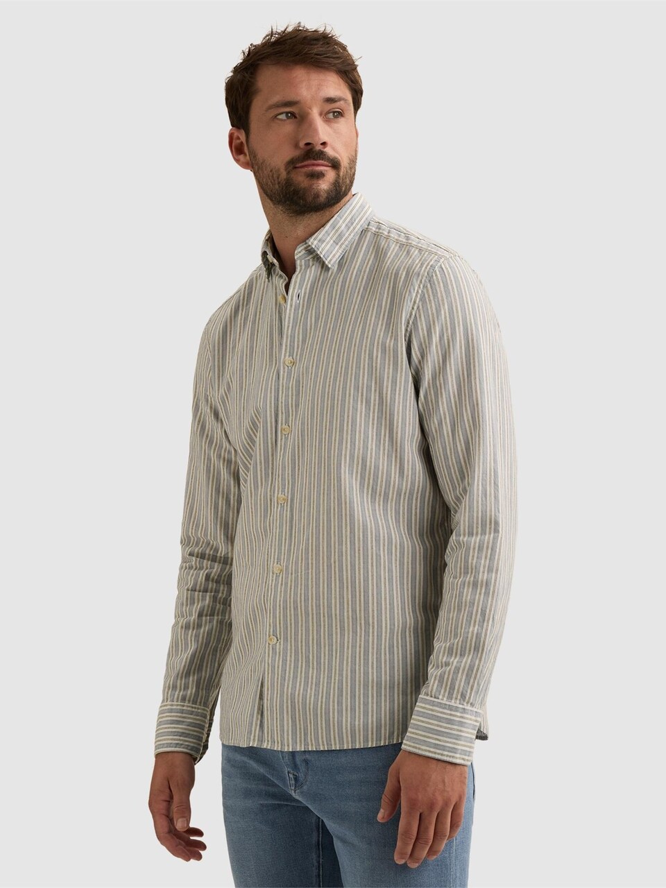 Skjorta 'Shirt with stripe pattern and Kent collar'