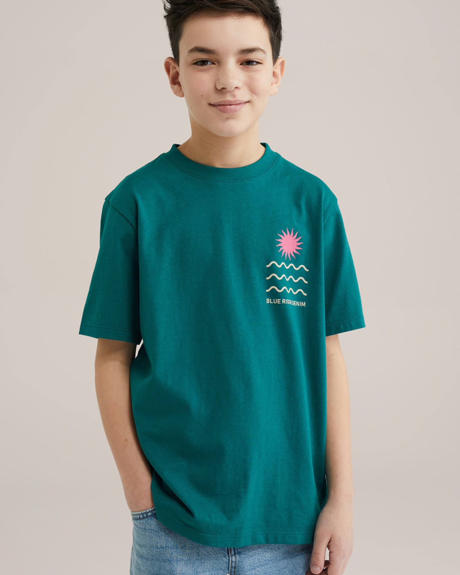 WE Fashion Póló  smaragd / rózsaszín / fehér termék 2. képe