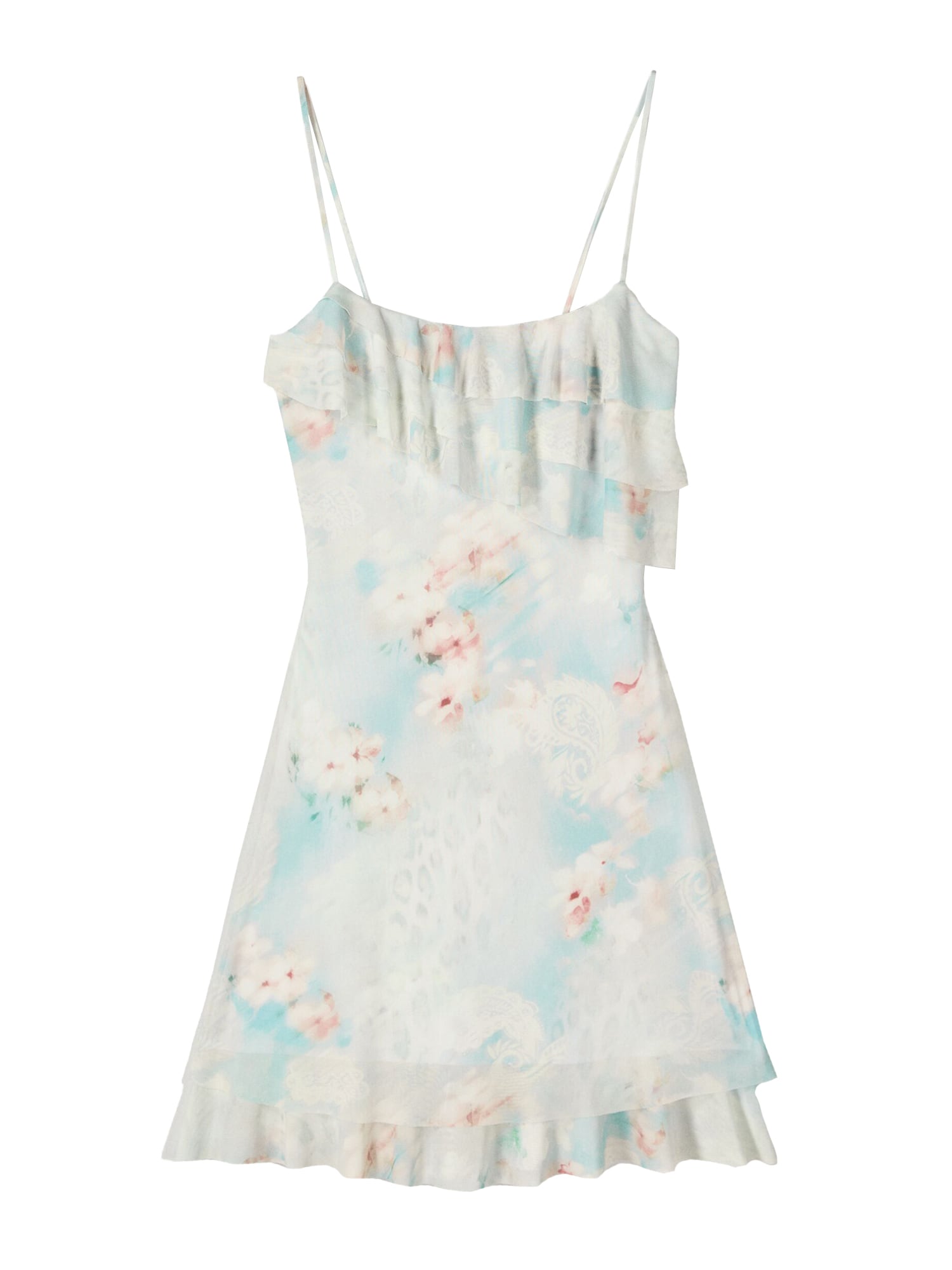 Bershka Rochie de cocktail  albastru deschis / roz / alb