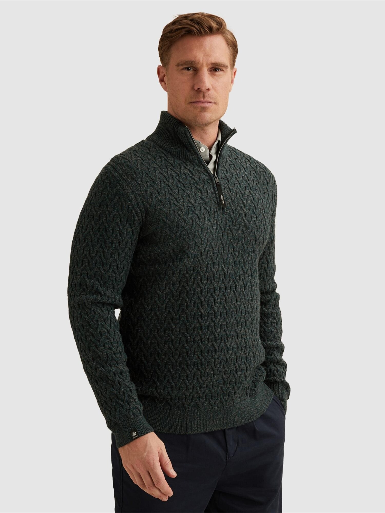 Tröja 'Pullover in a wool blend with half-zip'