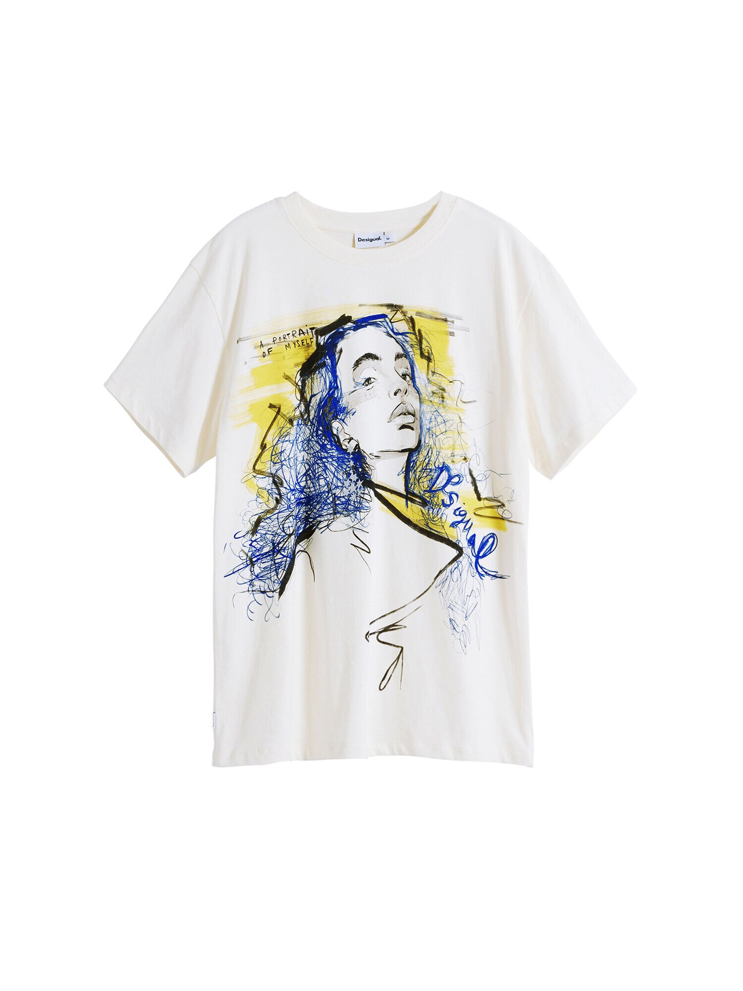 Desigual Tricou  albastru / galben / negru / alb