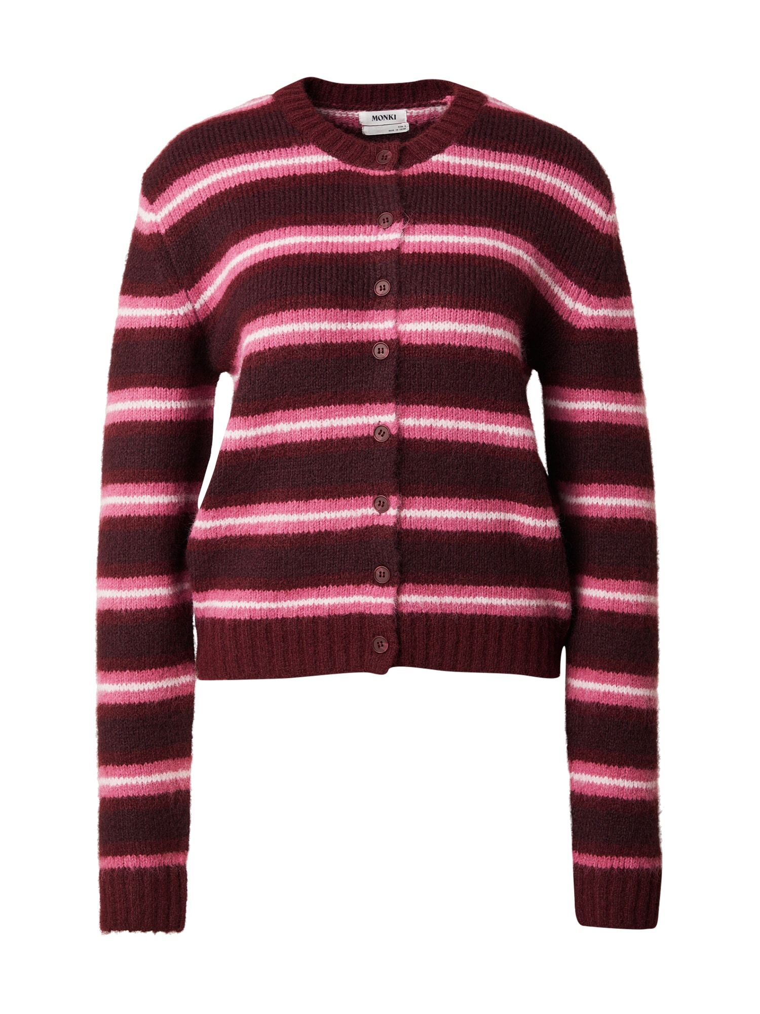 Monki Strickjacke rosa / rostrot / burgunder / weiß