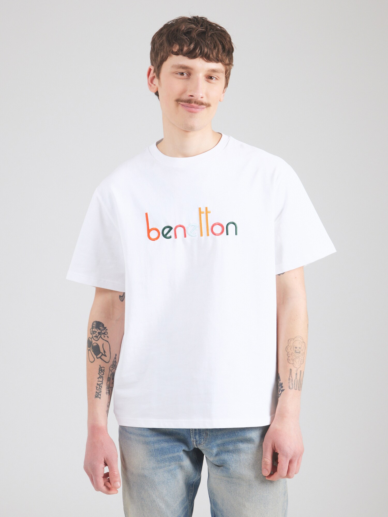 UNITED COLORS OF BENETTON Póló  zöld / narancs / rózsaszín / fehér termék 2. képe