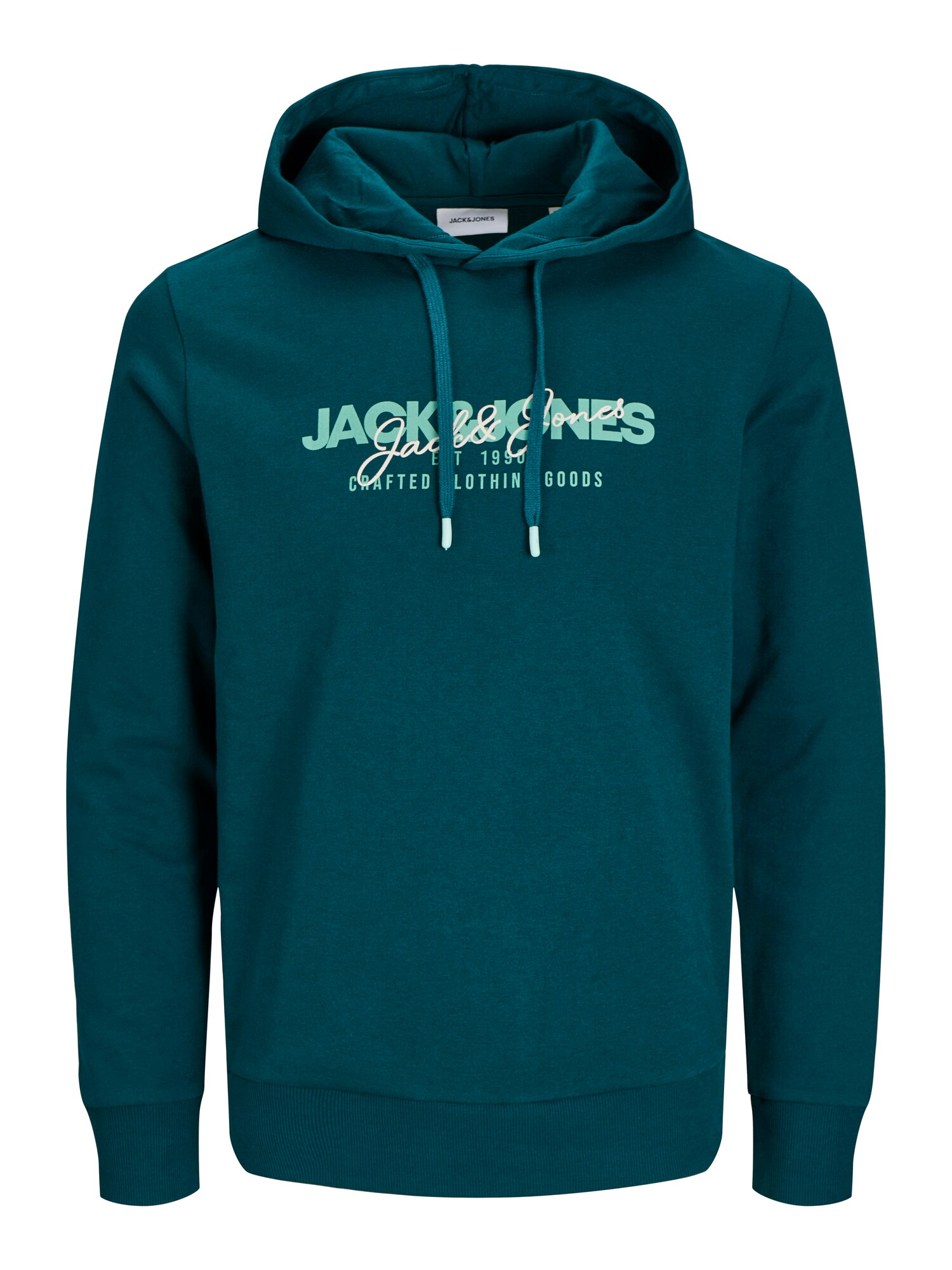 JACK & JONES Mikina 'JJALVIS'  jedľová / tmavozelená / biela