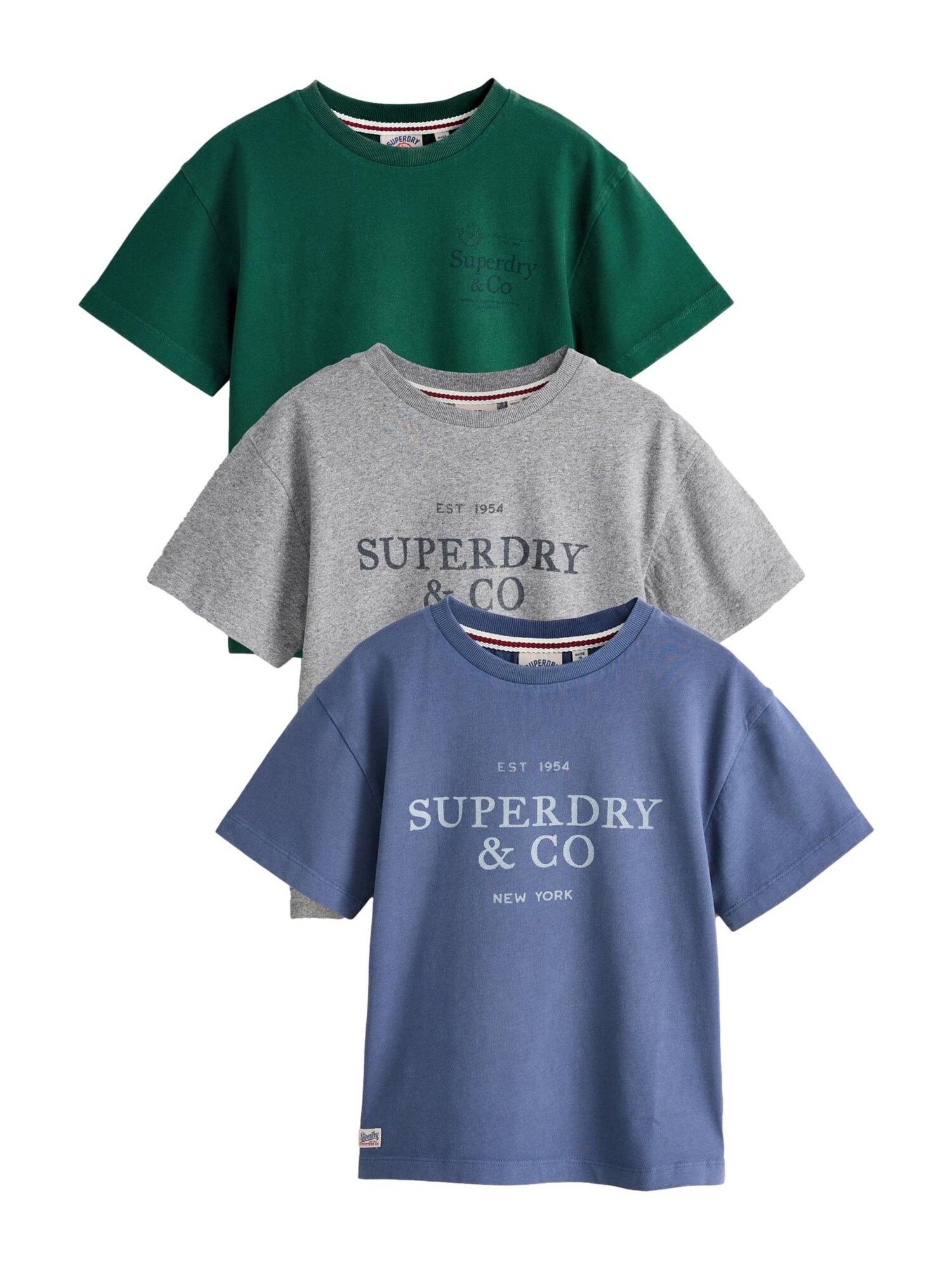 Superdry & Co Tricou  albastru / gri / verde închis