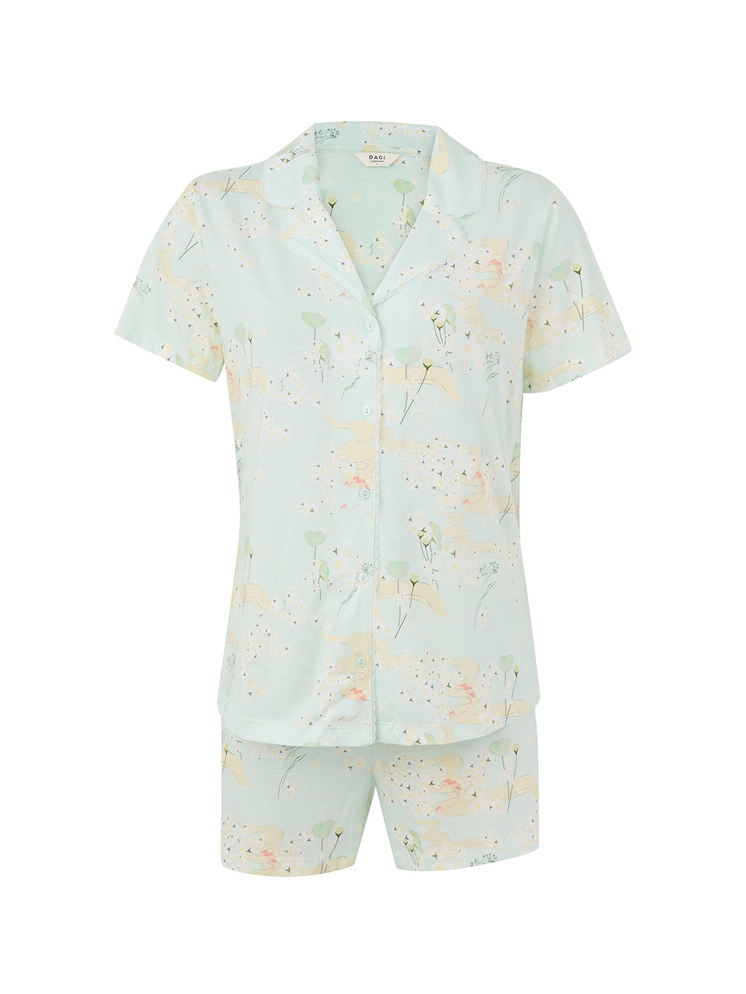 Dagi Pijama de pantalón corto  verde / menta / naranja pastel / offwhite